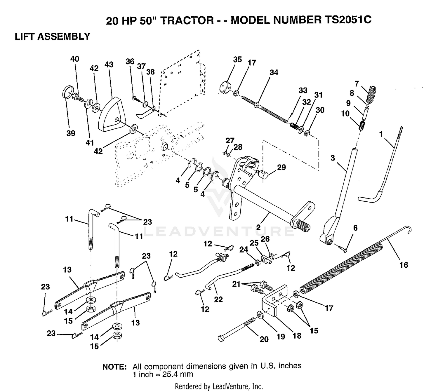 20HP 50" TRACTOR/LIFT ASSEMBLY