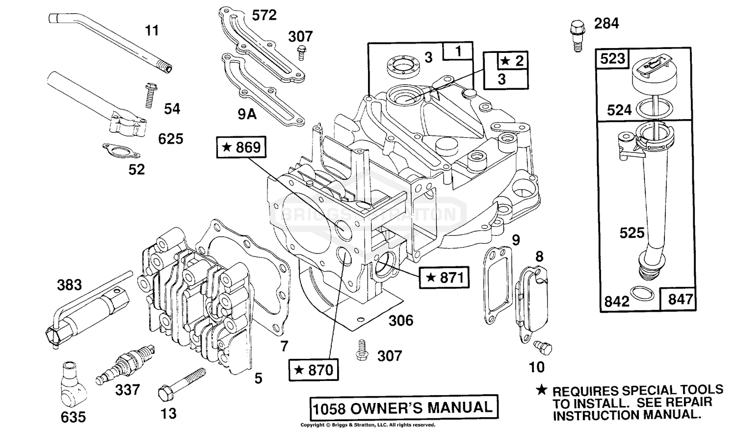 Briggs and Stratton 123807 0473 01 Cylinder Cyl. Head Oil Fill