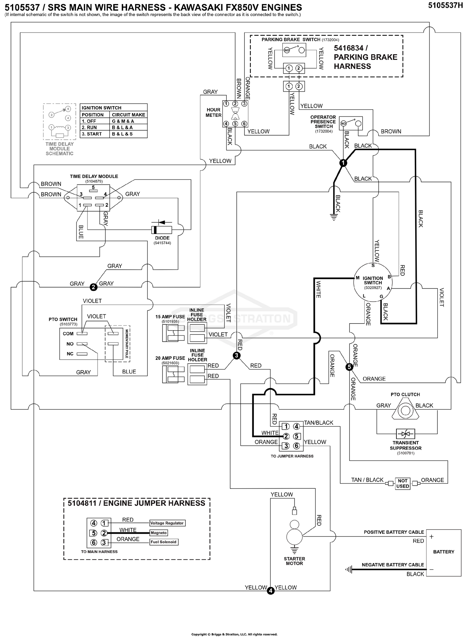 Electrical Schematic - Ignition Ground Circuit - Kawasaki FX850V