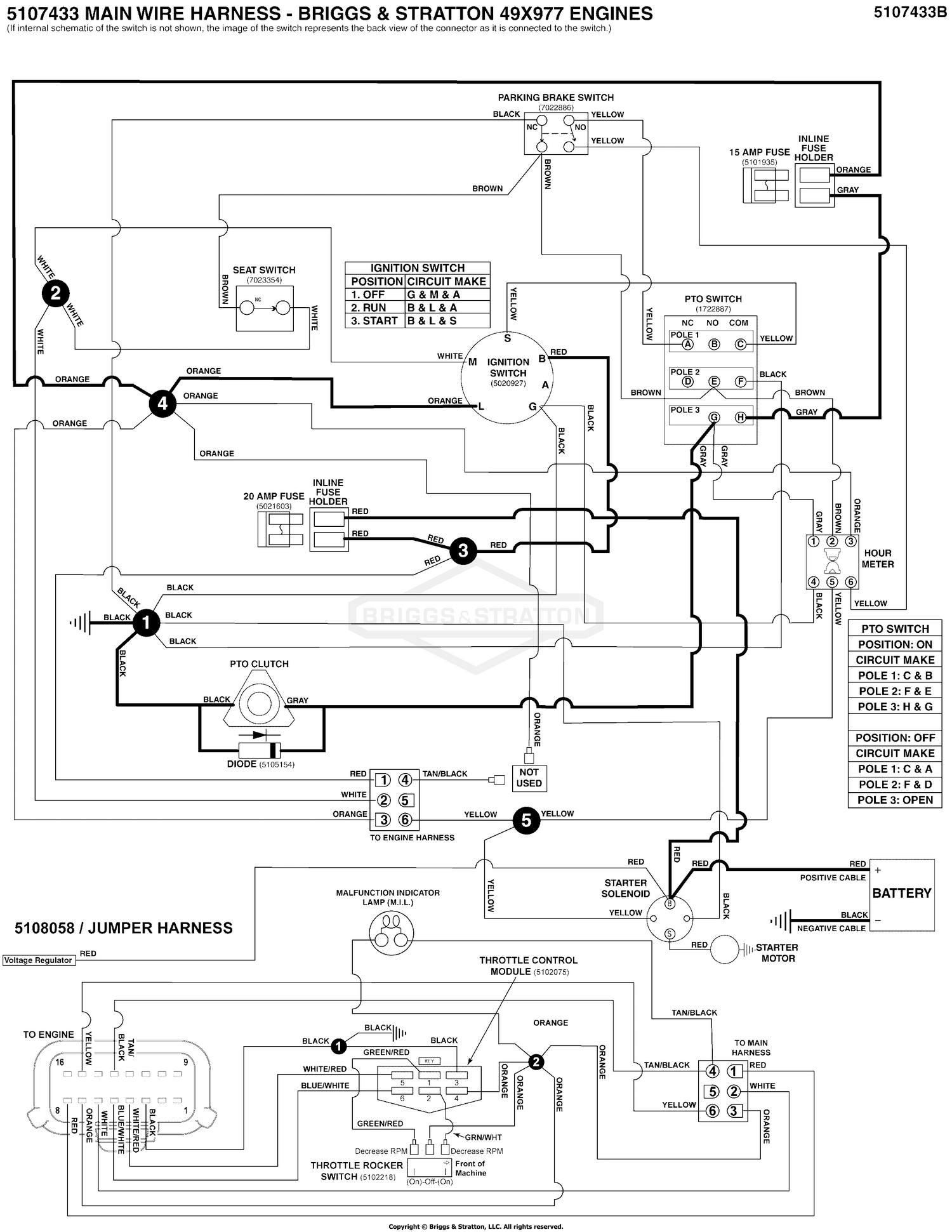 Electrical Schematic - PTO Clutch Circuit S/N: 4002328396 and below