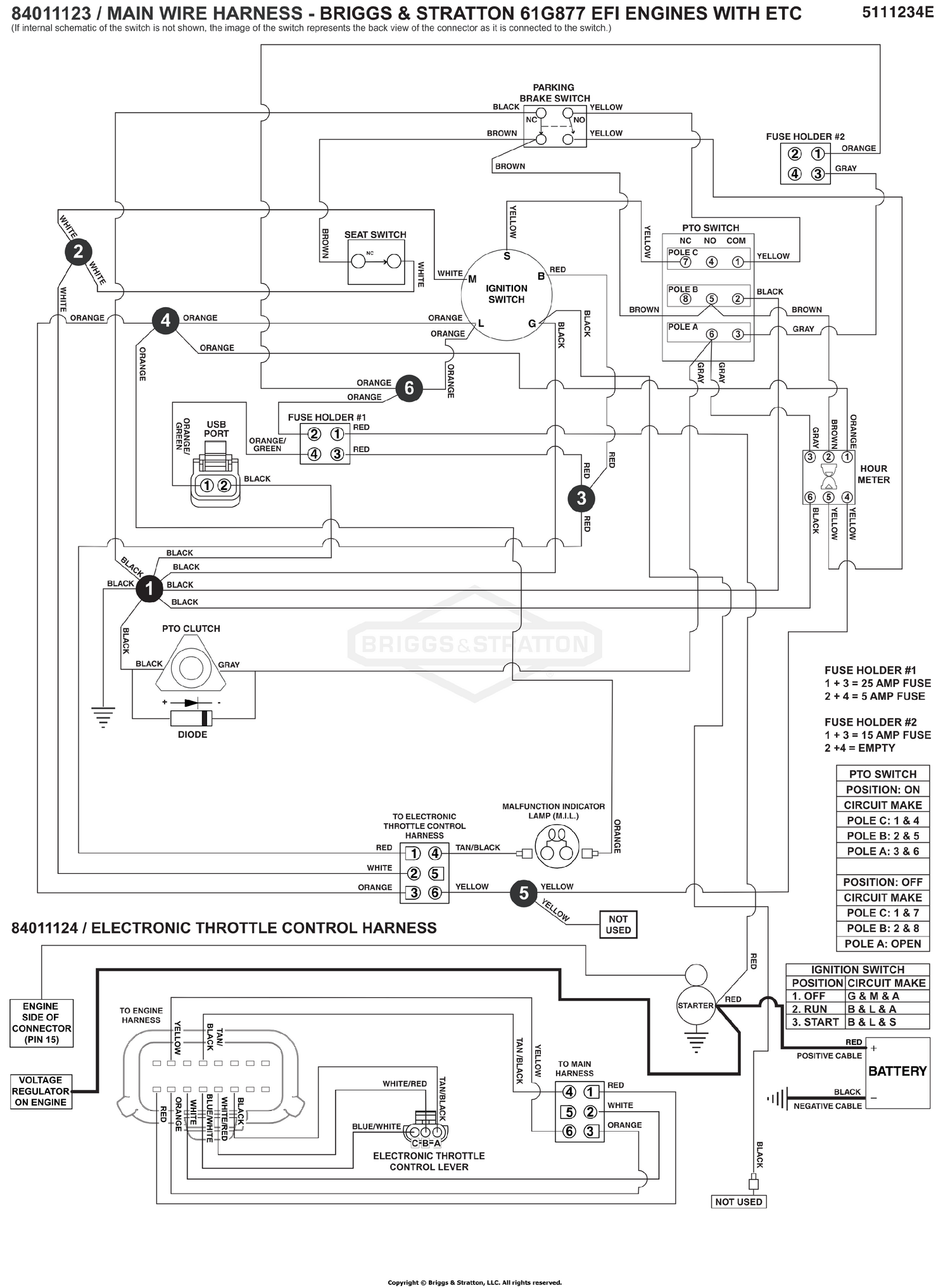 Electrical Schematic - Charging Circuit - B&S 61G877 S/N: 4002328397 and above