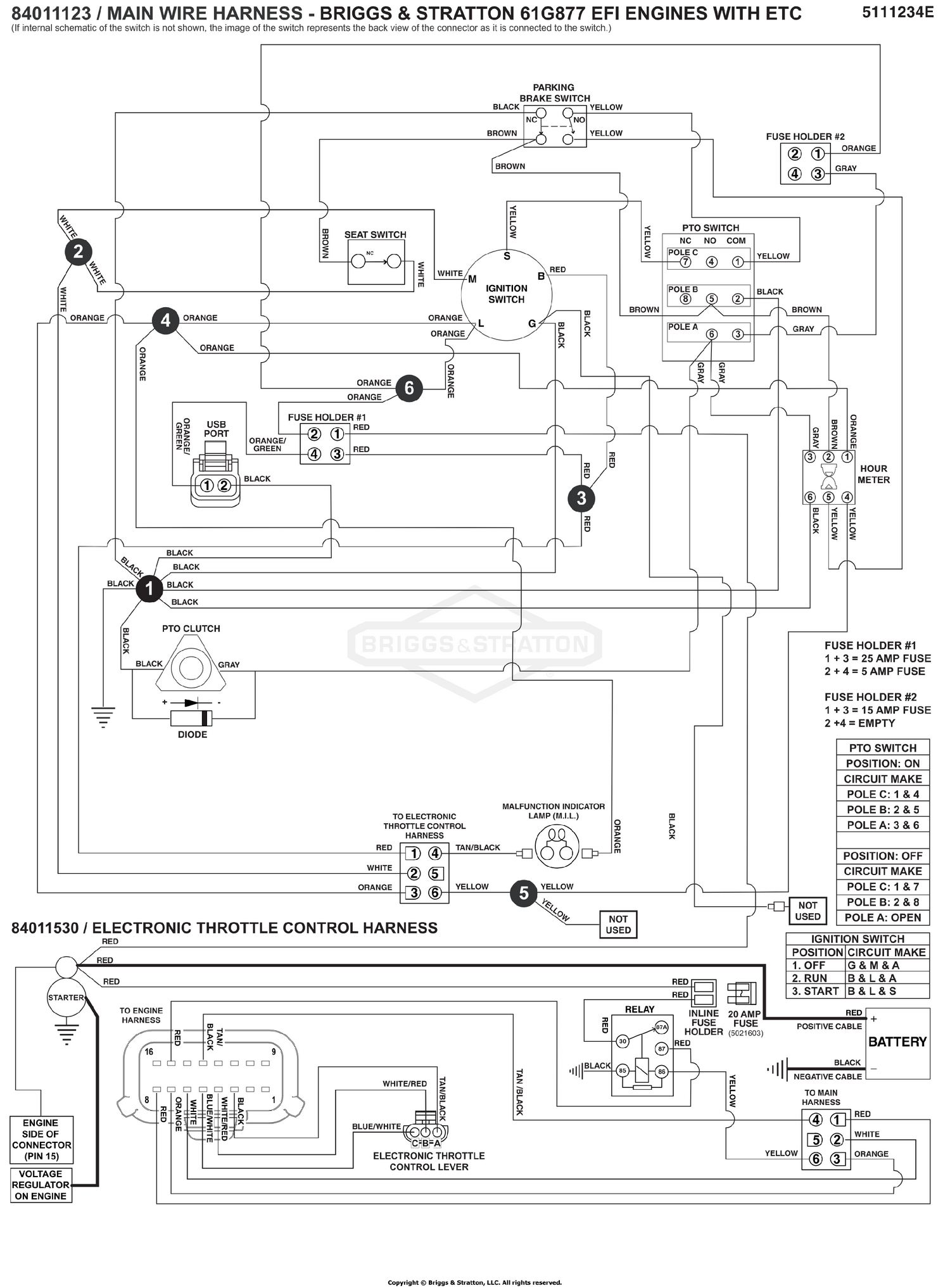 Electrical Schematic - Charging Circuit - B&S 61G877 S/N: 4002328397 and Above