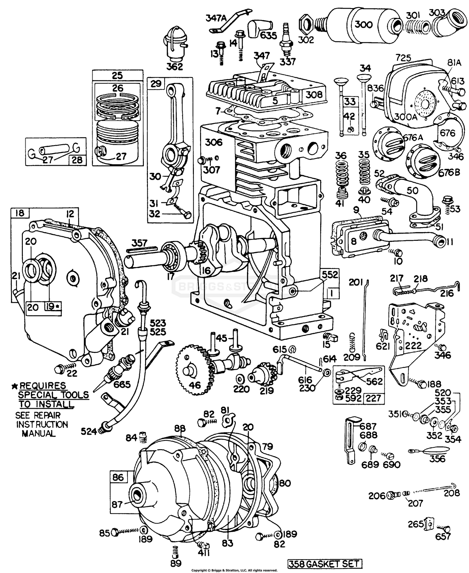 Briggs and Stratton 190407-0726-99 Cyl,Crankcase,Piston,Control