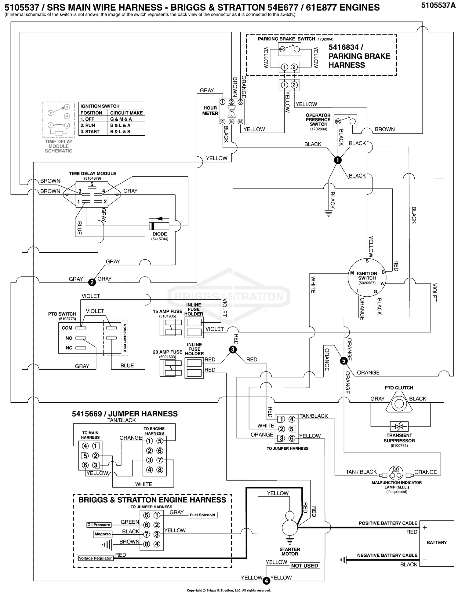 Electrical Schematic - Charging Circuit B&S 54E677 / 61E877