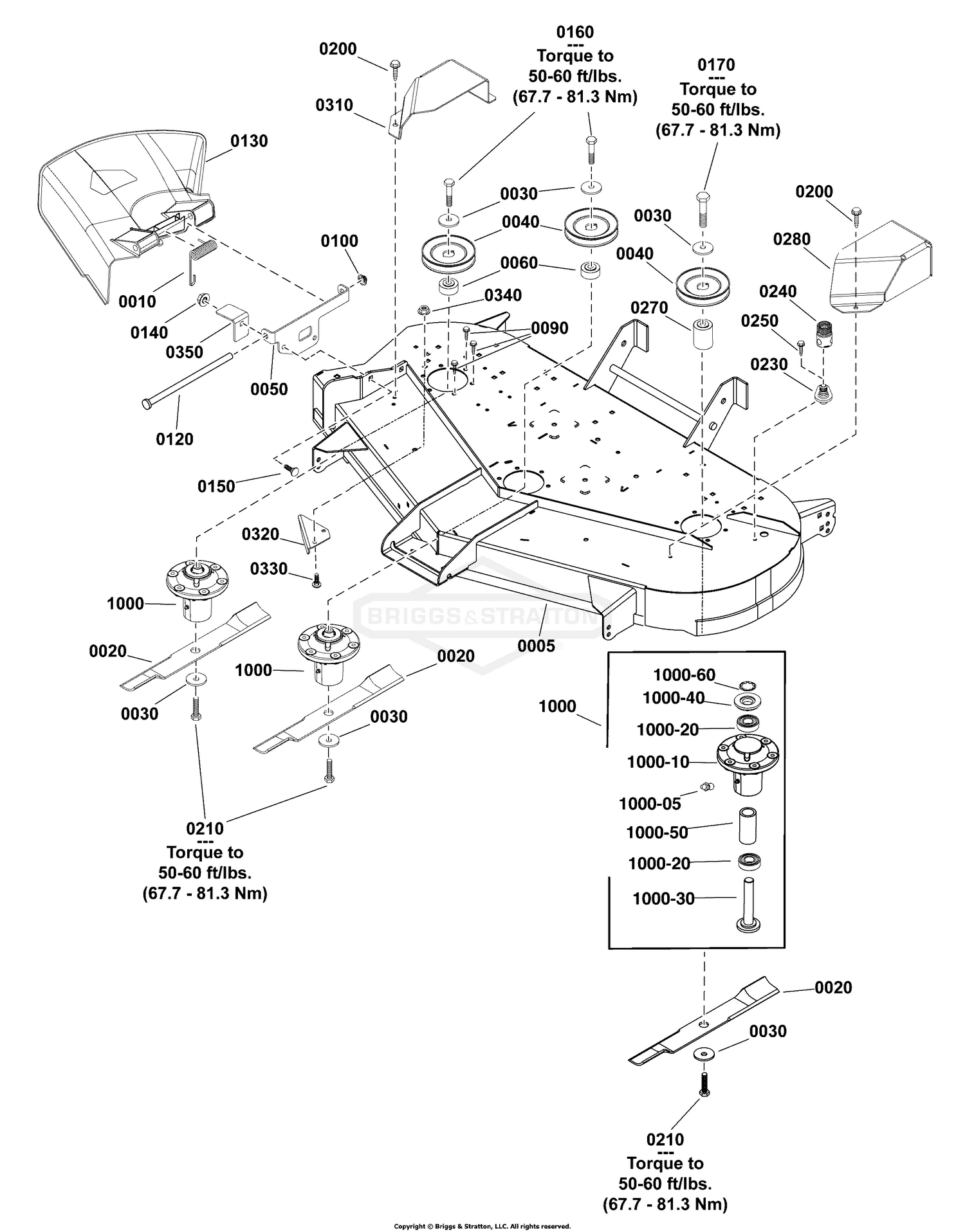 48" (122cm) Mower Deck - Housing, Arbors & Blades Group