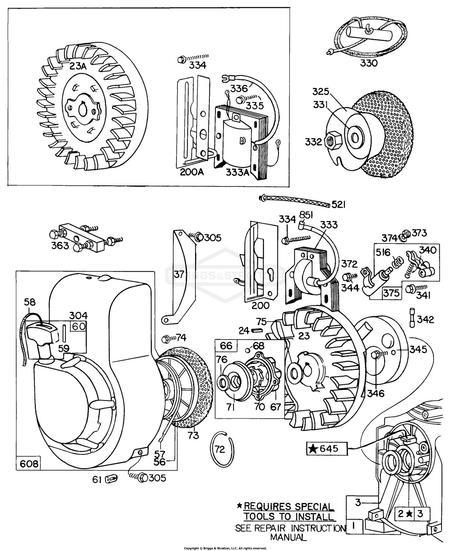 Briggs and Stratton 112292-0703-01 Parts Diagram for Blower  Hsgs,Rewind,Flywheel