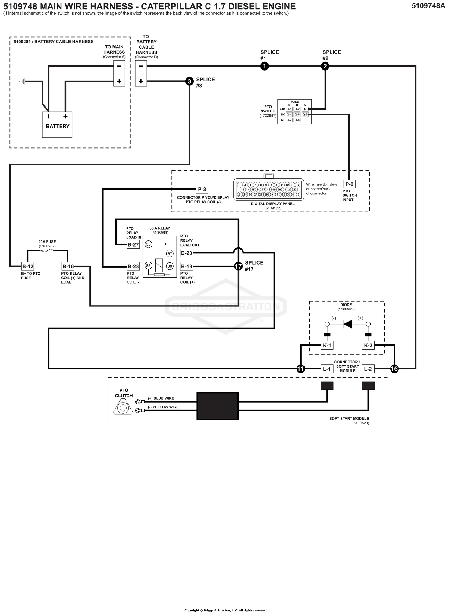 Electrical Schematic - PTO Clutch Circuit S/N: 4001933021 and Above