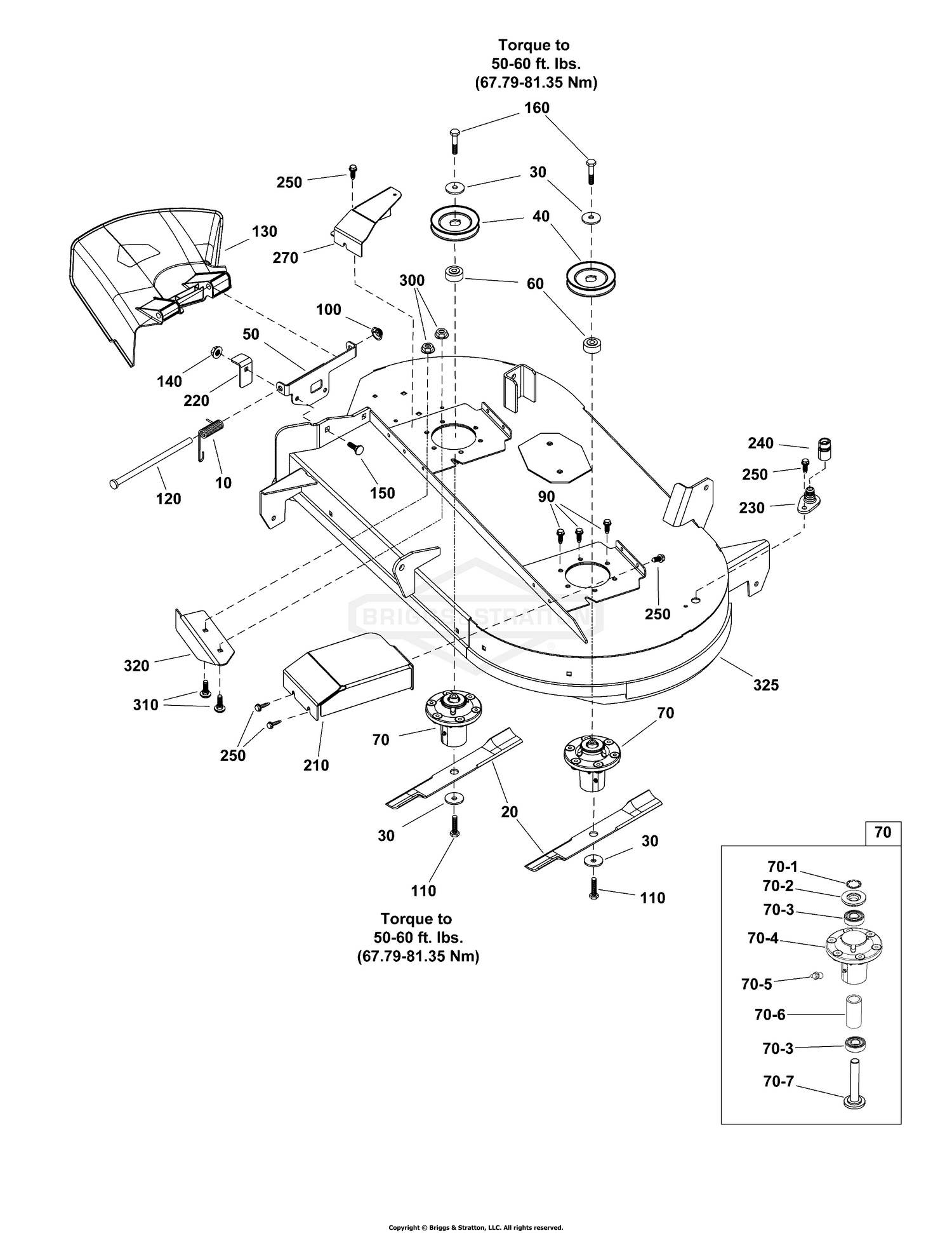 42" Mower Deck Group - Housing, Arbors, and Blades