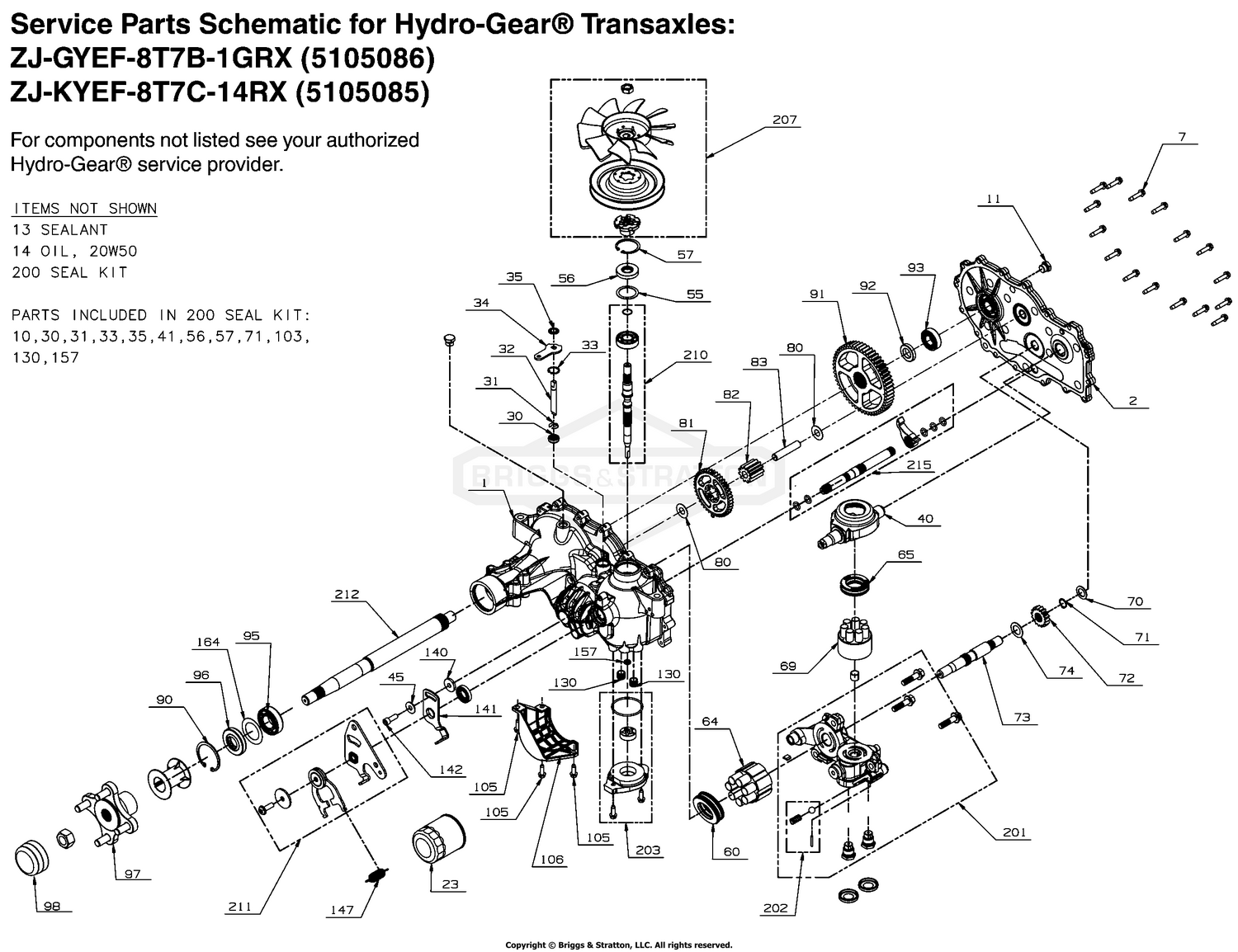 Transaxle SERVICE Parts - Hydro-Gear ZT3200