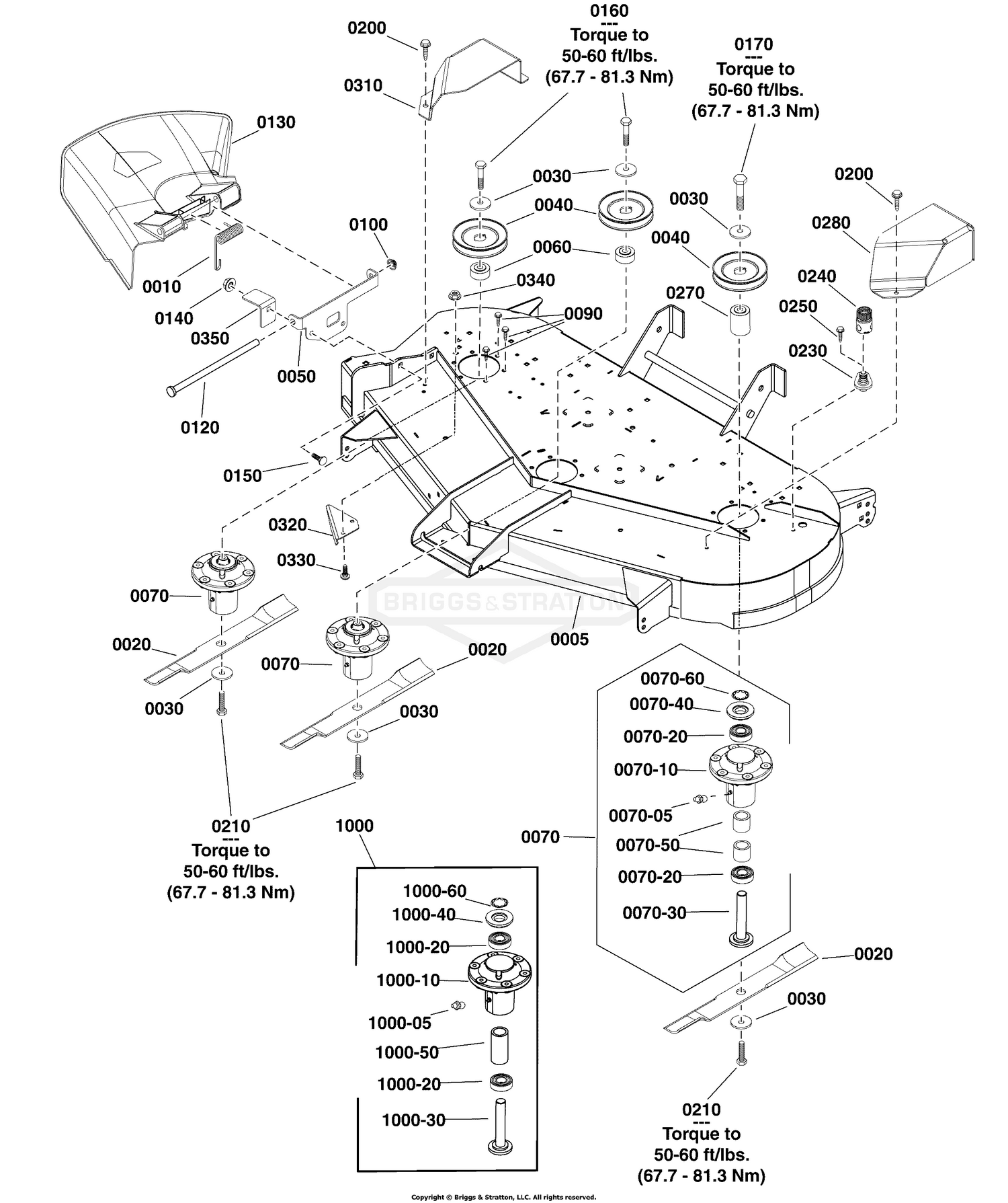 48" (122cm) Mower Deck - Housing, Arbors & Blades Group
