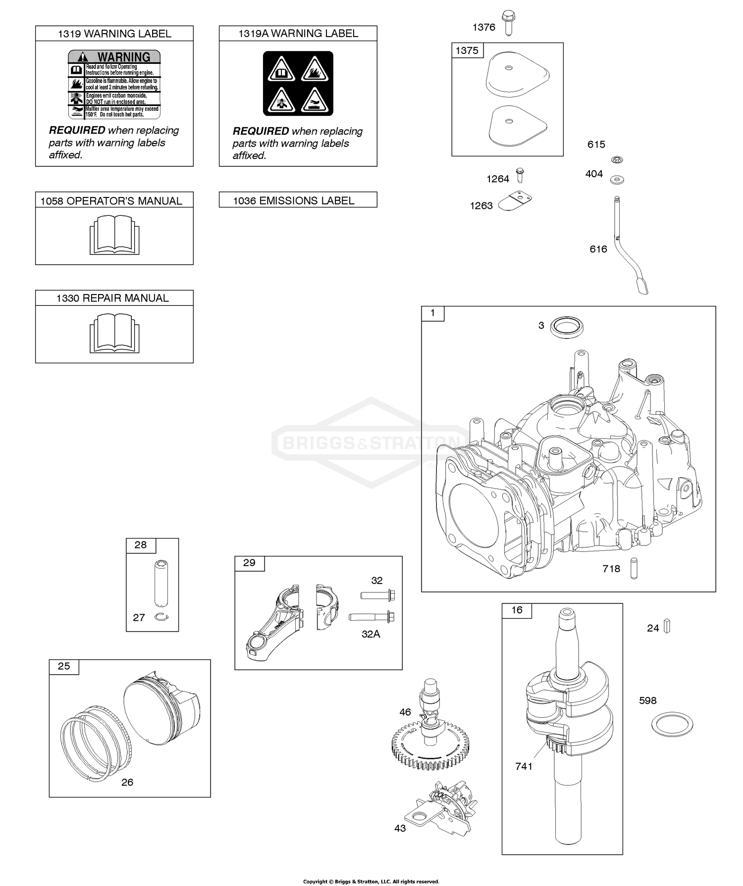 Camshaft, Crankshaft, Cylinder, Operator's Manual, Piston/Rings/Connecting  Rod,