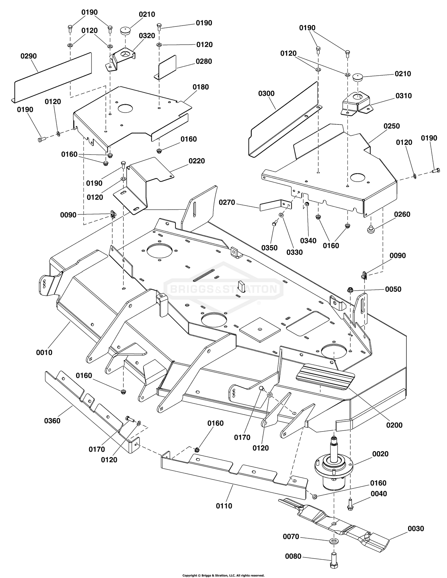 52" Mower Deck Group - Housing, Covers, Spindles, and Blades