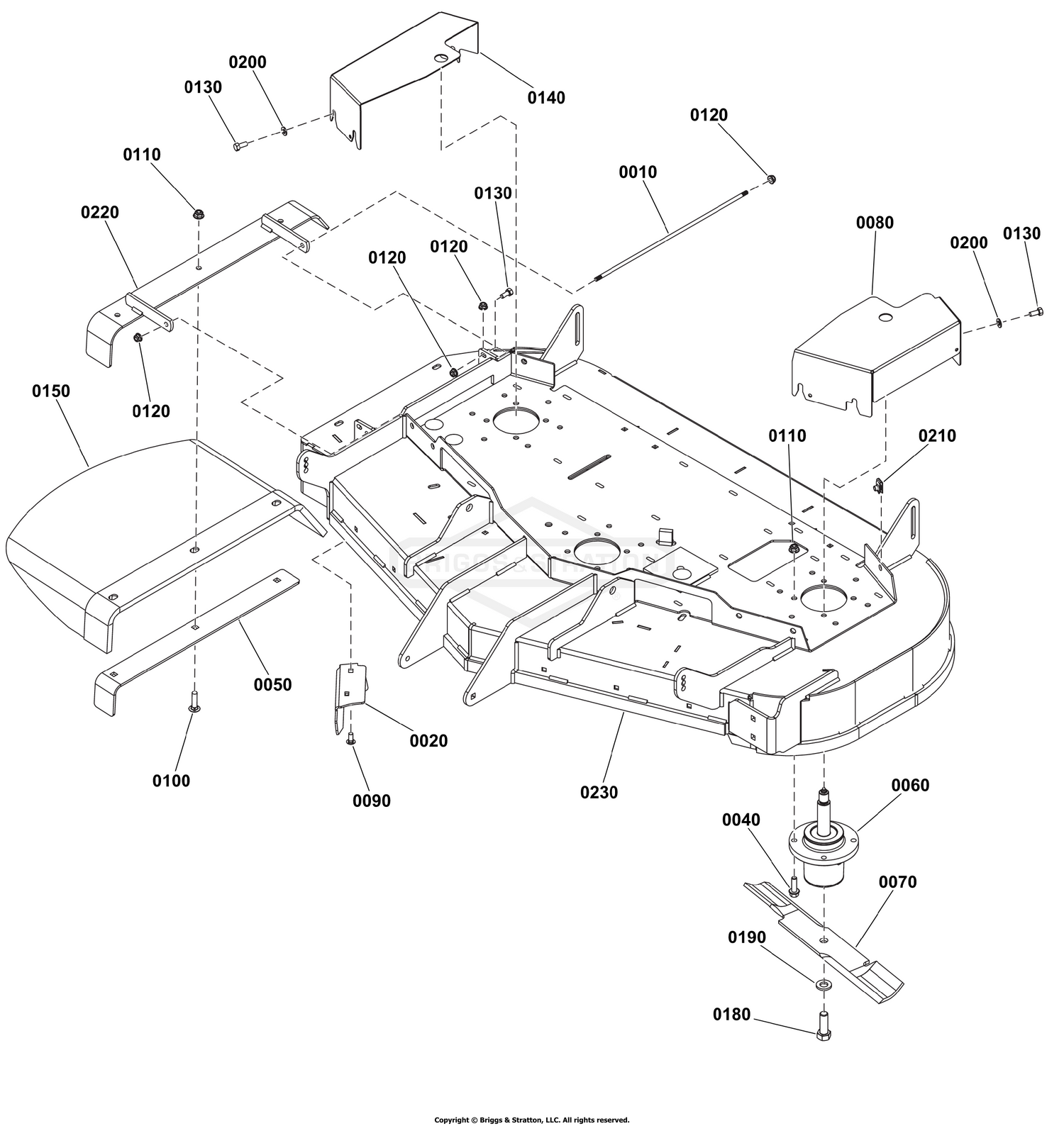 52" iCD+ Mower Deck Group - Housing, Covers, Spindles & Blades