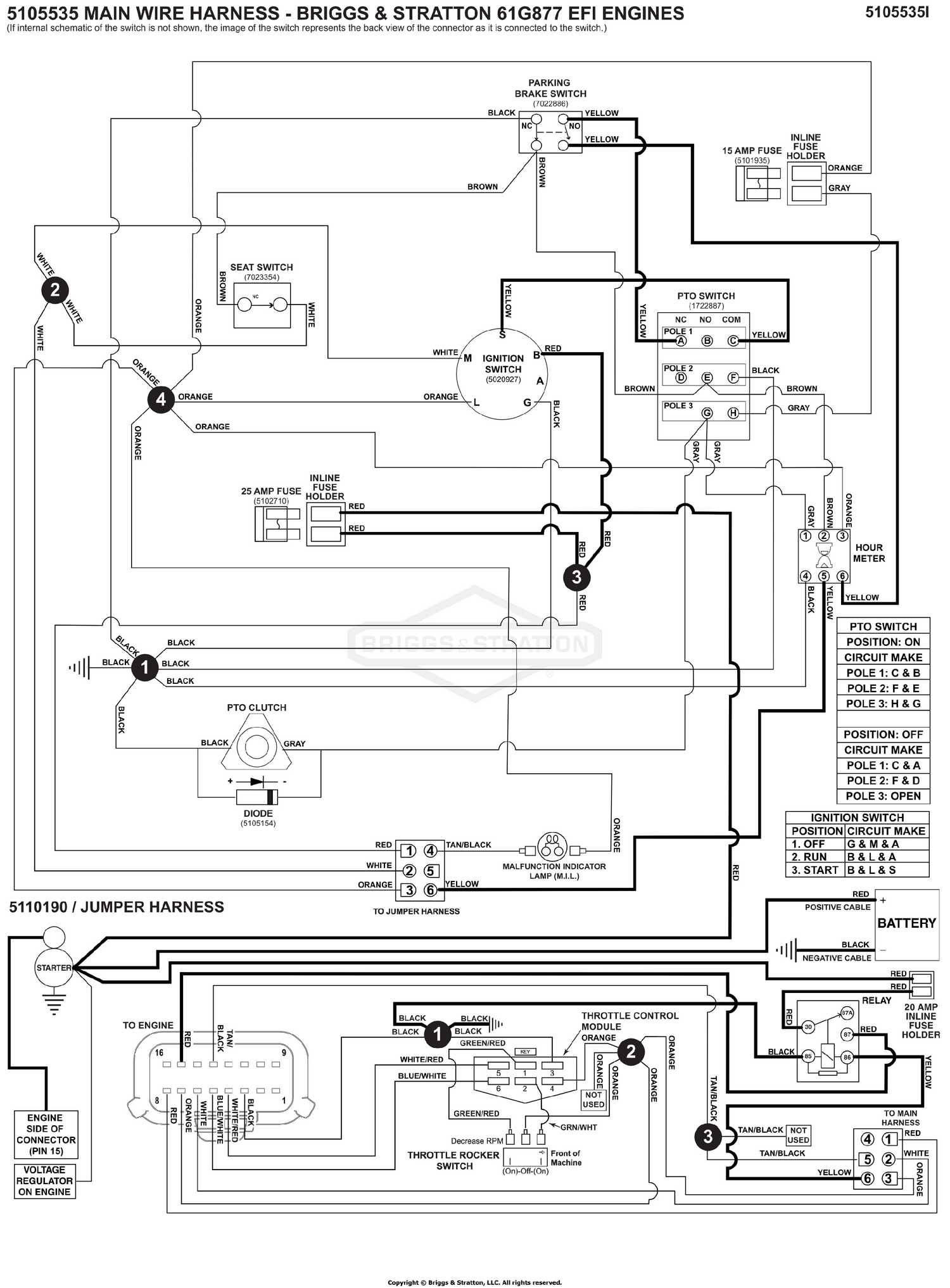 Electrical Schematic - Cranking Circuit - B&S 61G877 S/N: 4002182645 to 4002328396