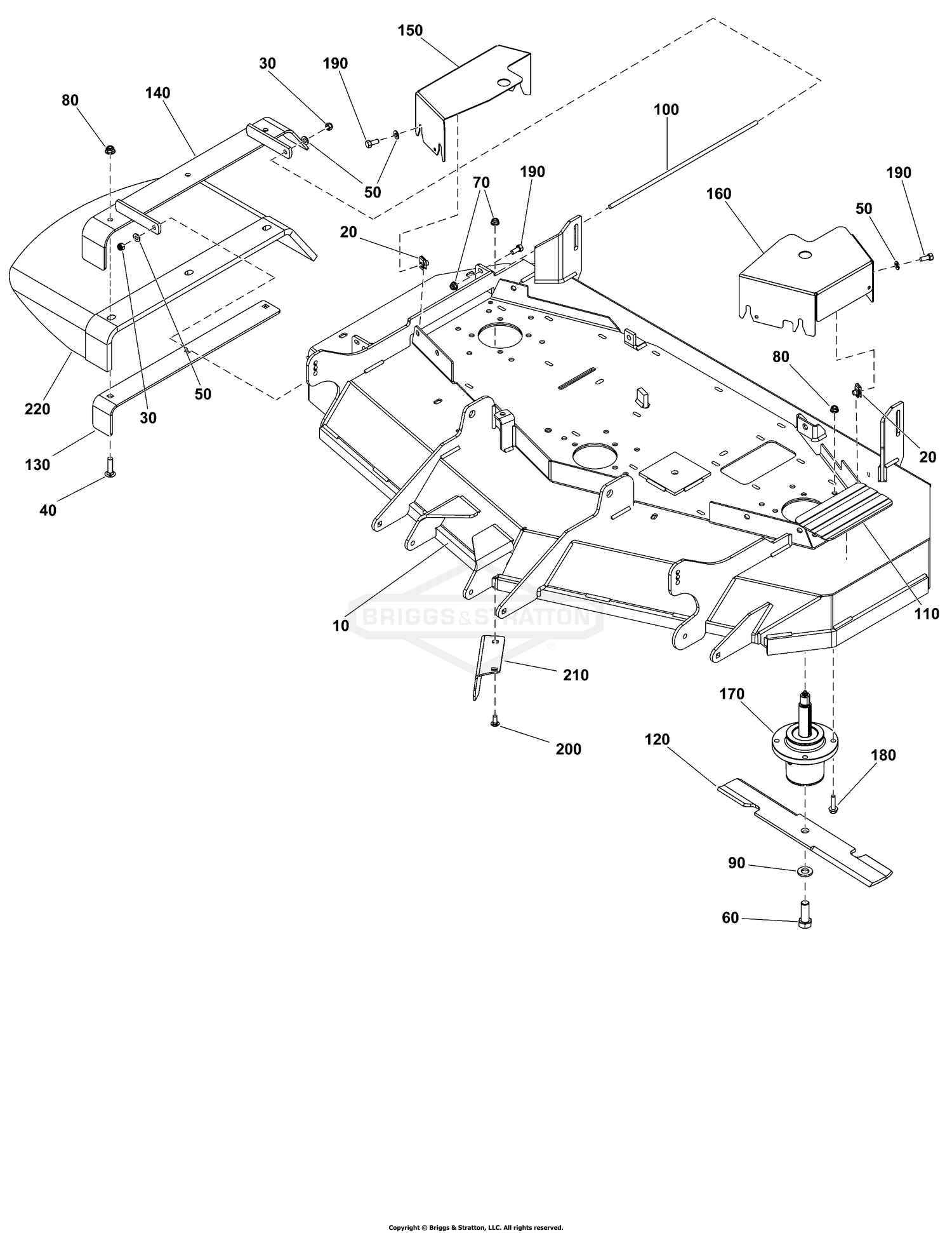 52" Mower Deck Group - Housing, Covers, Spindles, and Blades