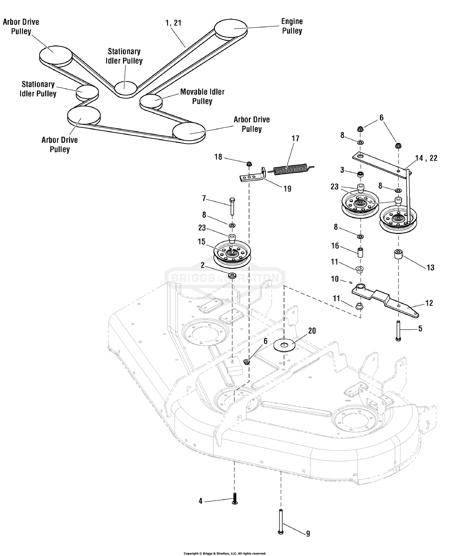 44" & 50" Mower Deck - Belt & Idler Group