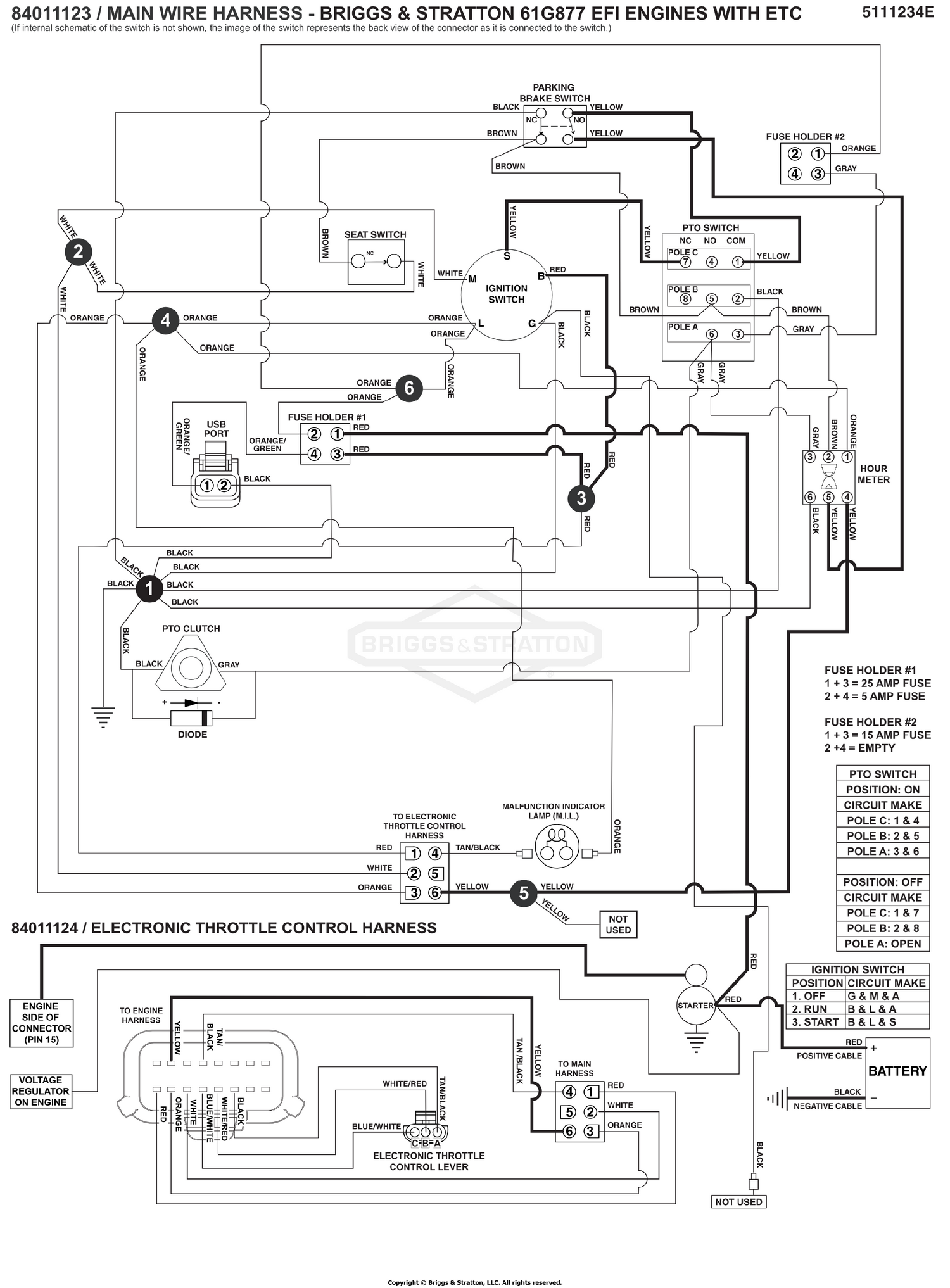Electrical Schematic - Cranking Circuit - B&S 61G877 S/N: 4002328397 and above