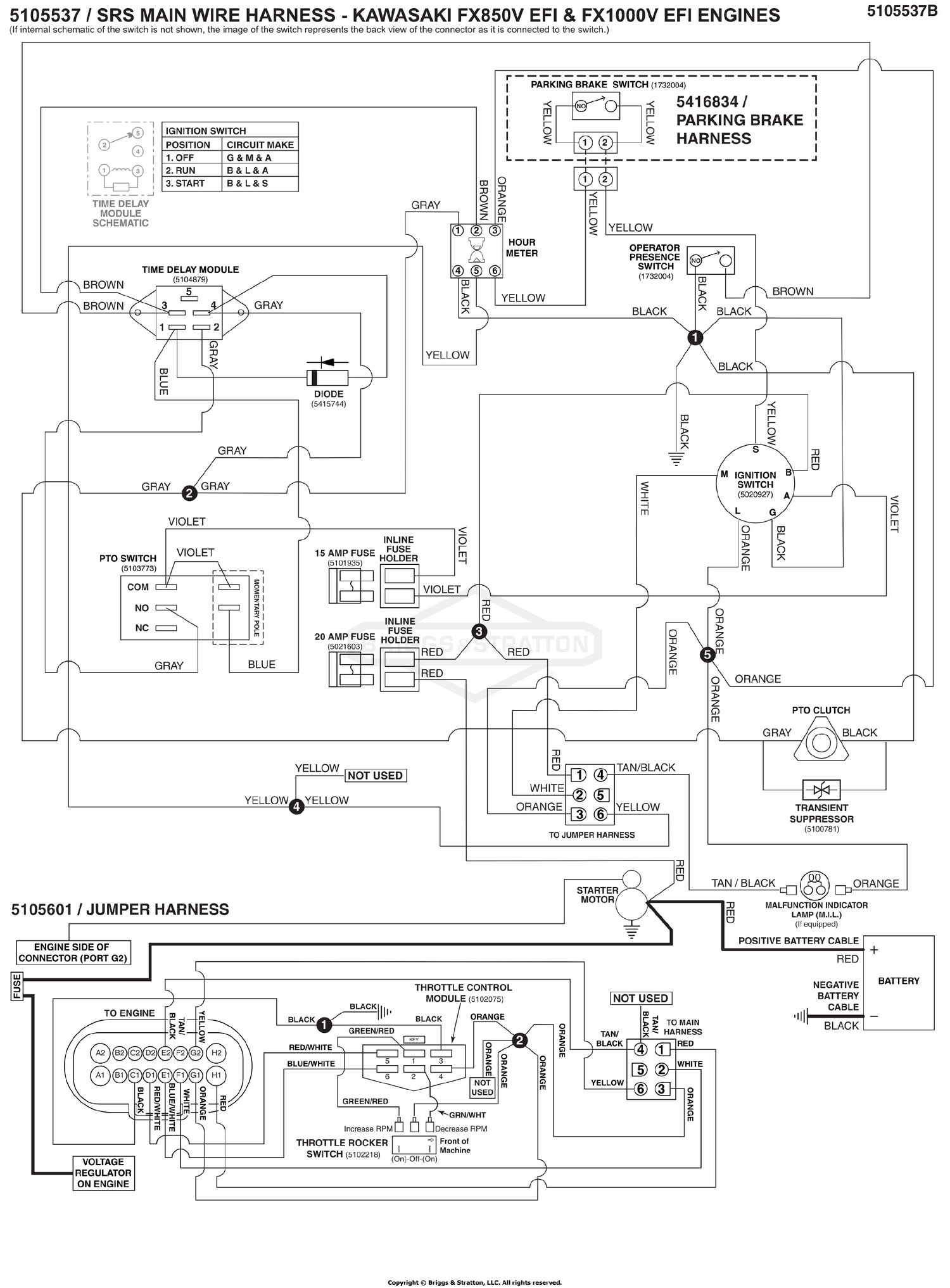 Electrical Schematic - Charging Circuit Kawasaki FX850V EFI & FX1000 EFI