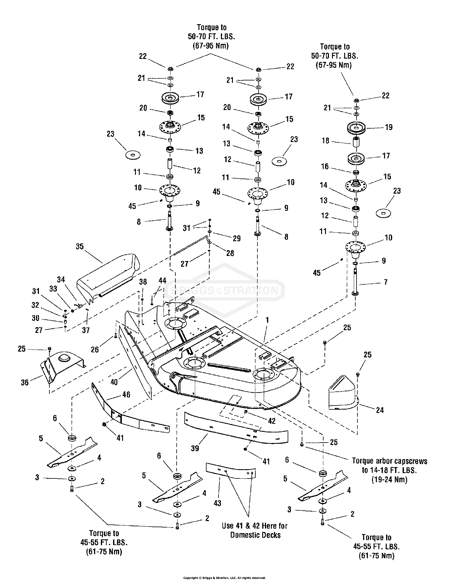 50" Mower Deck - Housing, Arbors & Blades