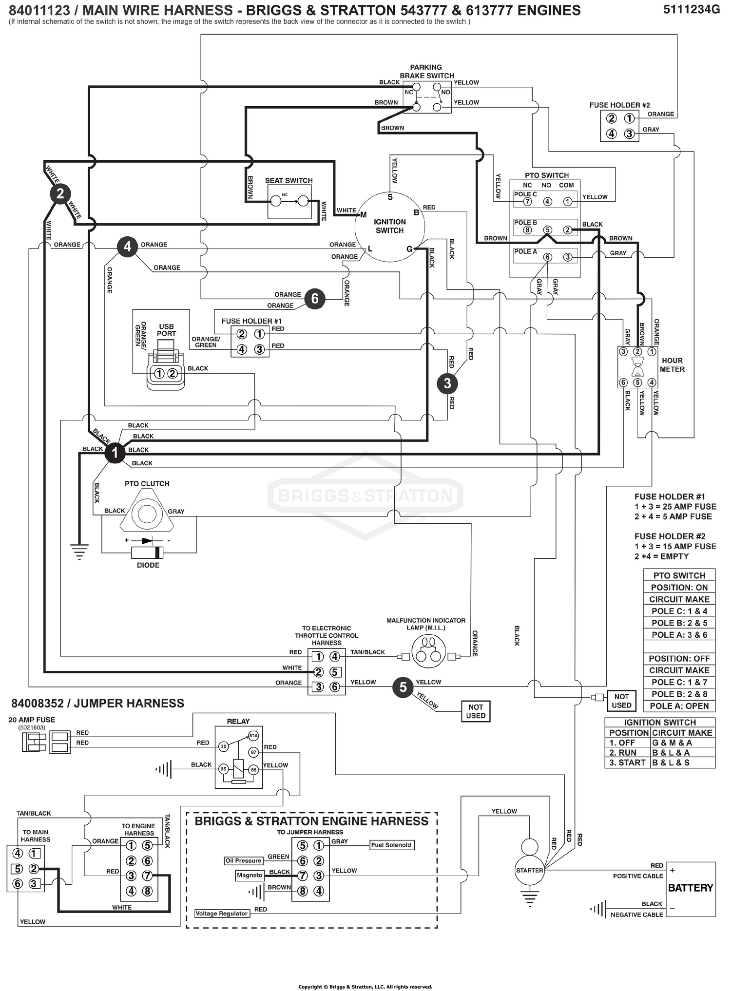 Electrical Schematic - Ign. Ground Circuit/Op Pres. - Large ZTR, B&S 543777 & 613777 S/N: 4002328397 and Above