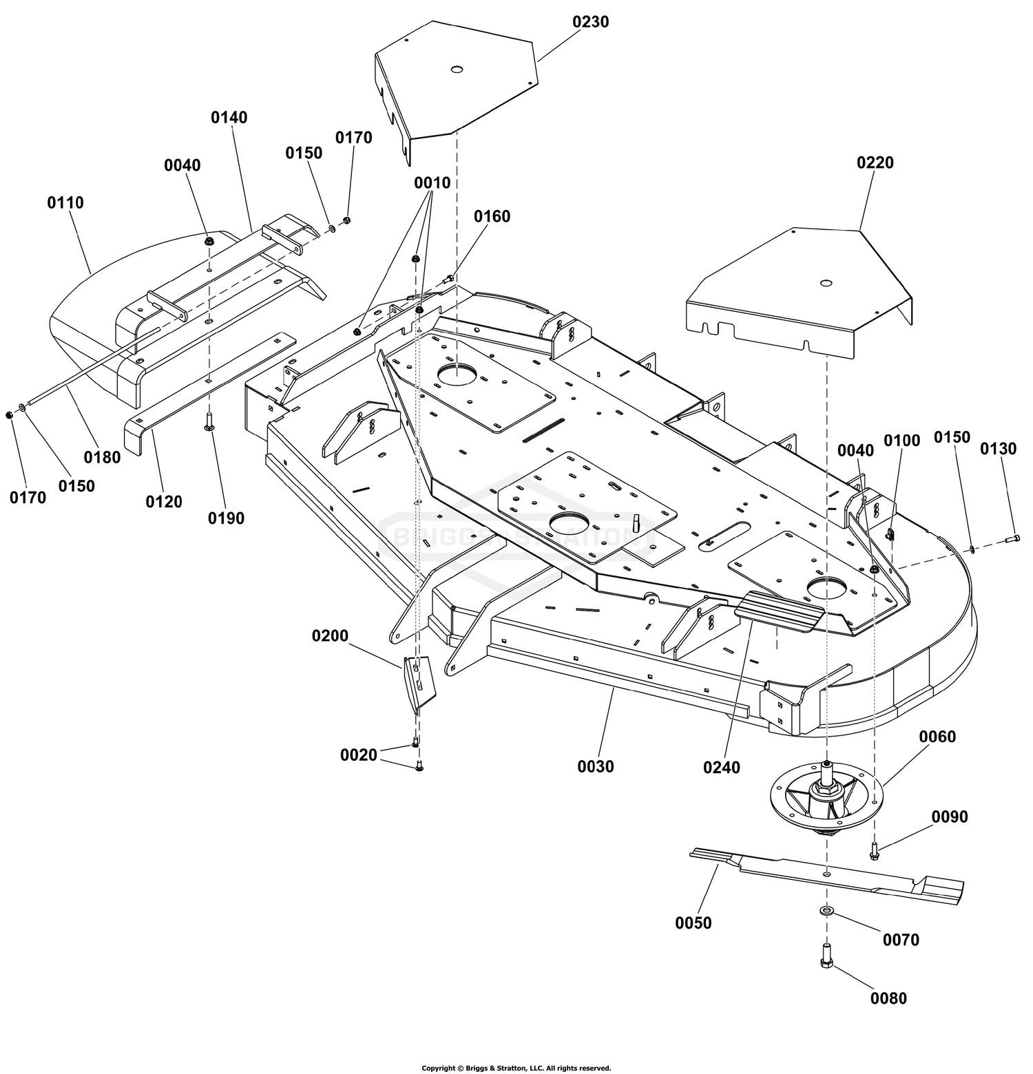 72" iCD+ Mower Deck Group - Housing, Covers, Spindles, and Blades - 2 Belt System