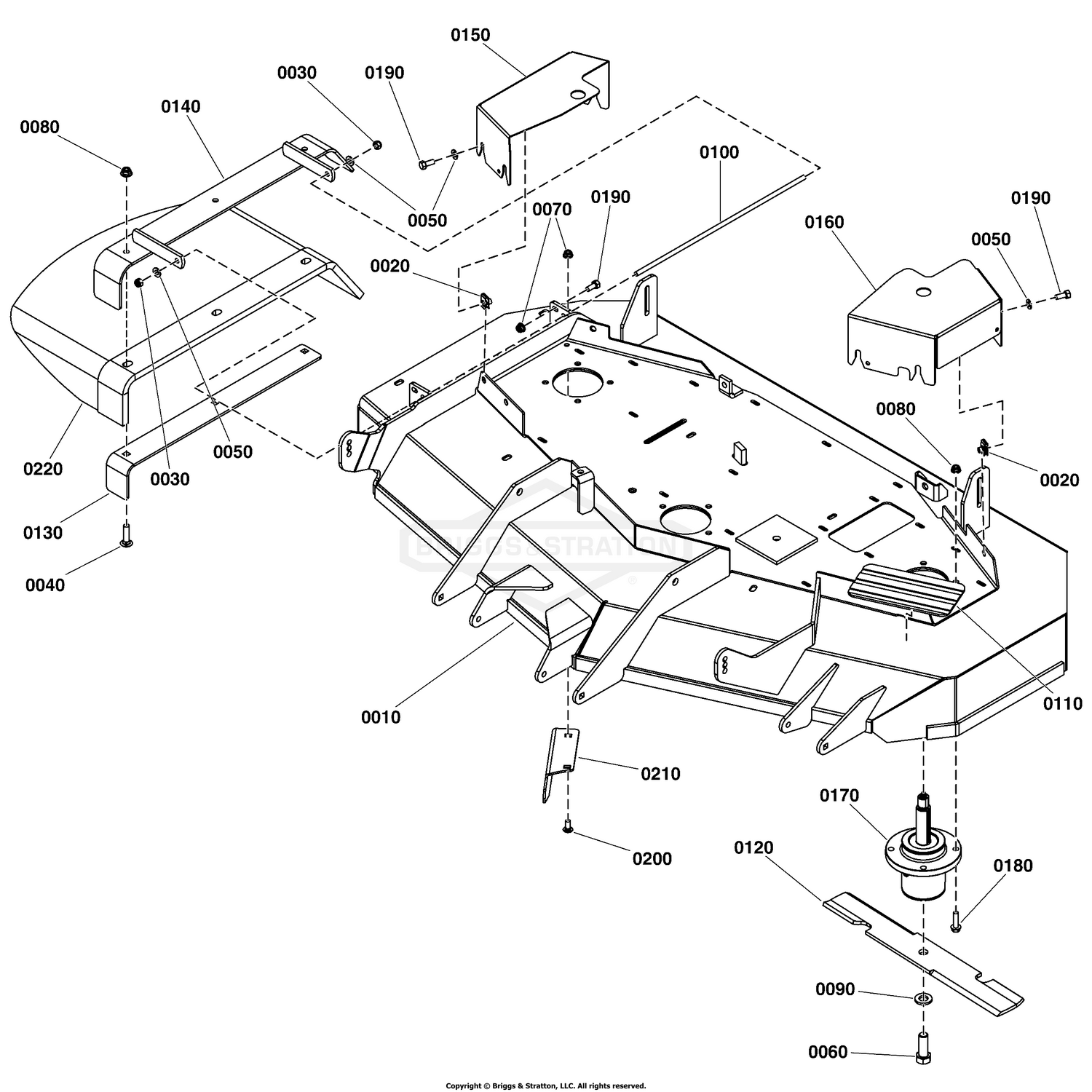 52" Mower Deck Group - Housing, Covers, Spindles, and Blades
