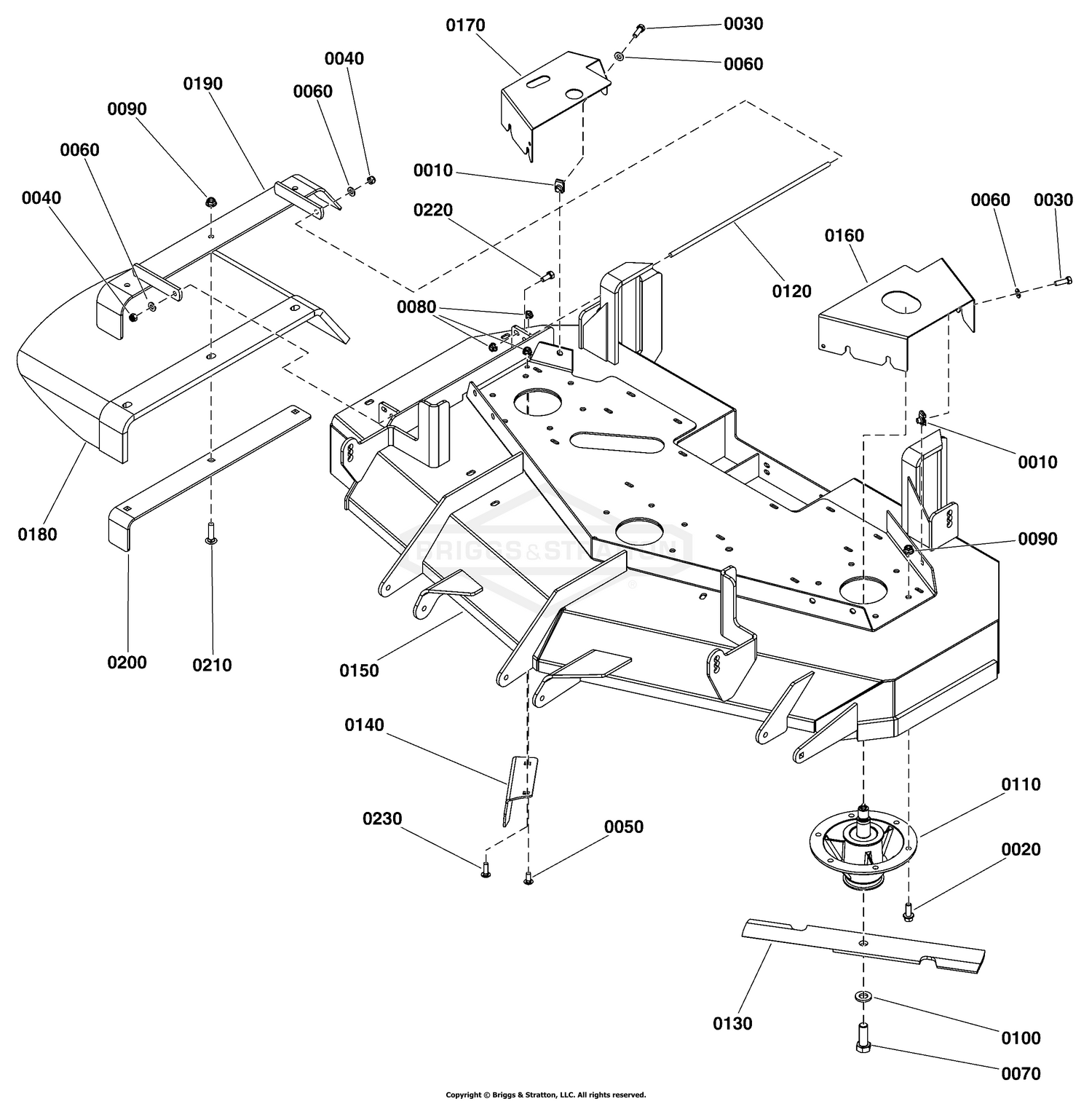 52" Mower Deck Group - Housing, Covers, Spindles, and Blades