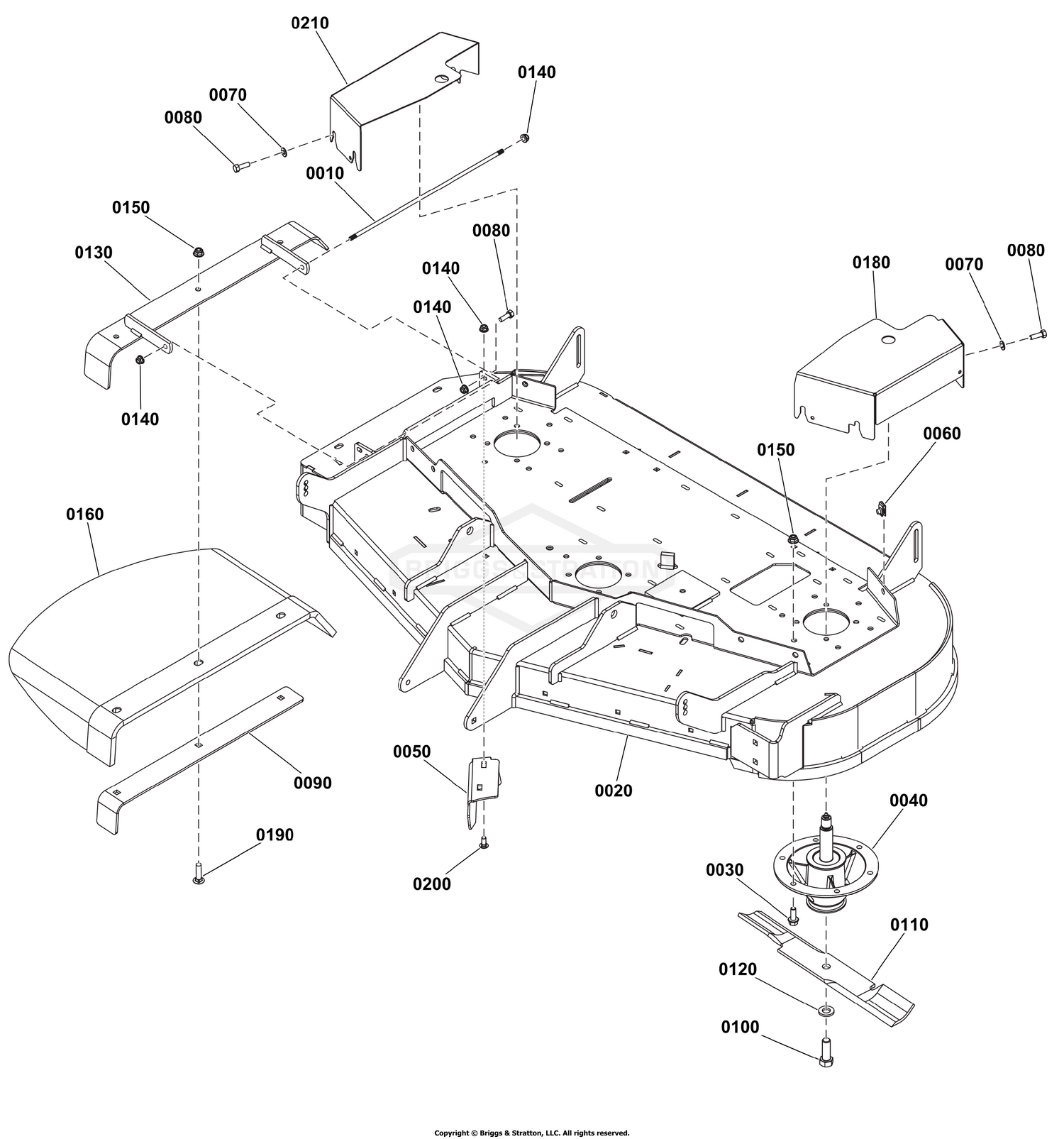 52" iCD+ Mower Deck Group - Housing, Covers, Spindles, and Blades