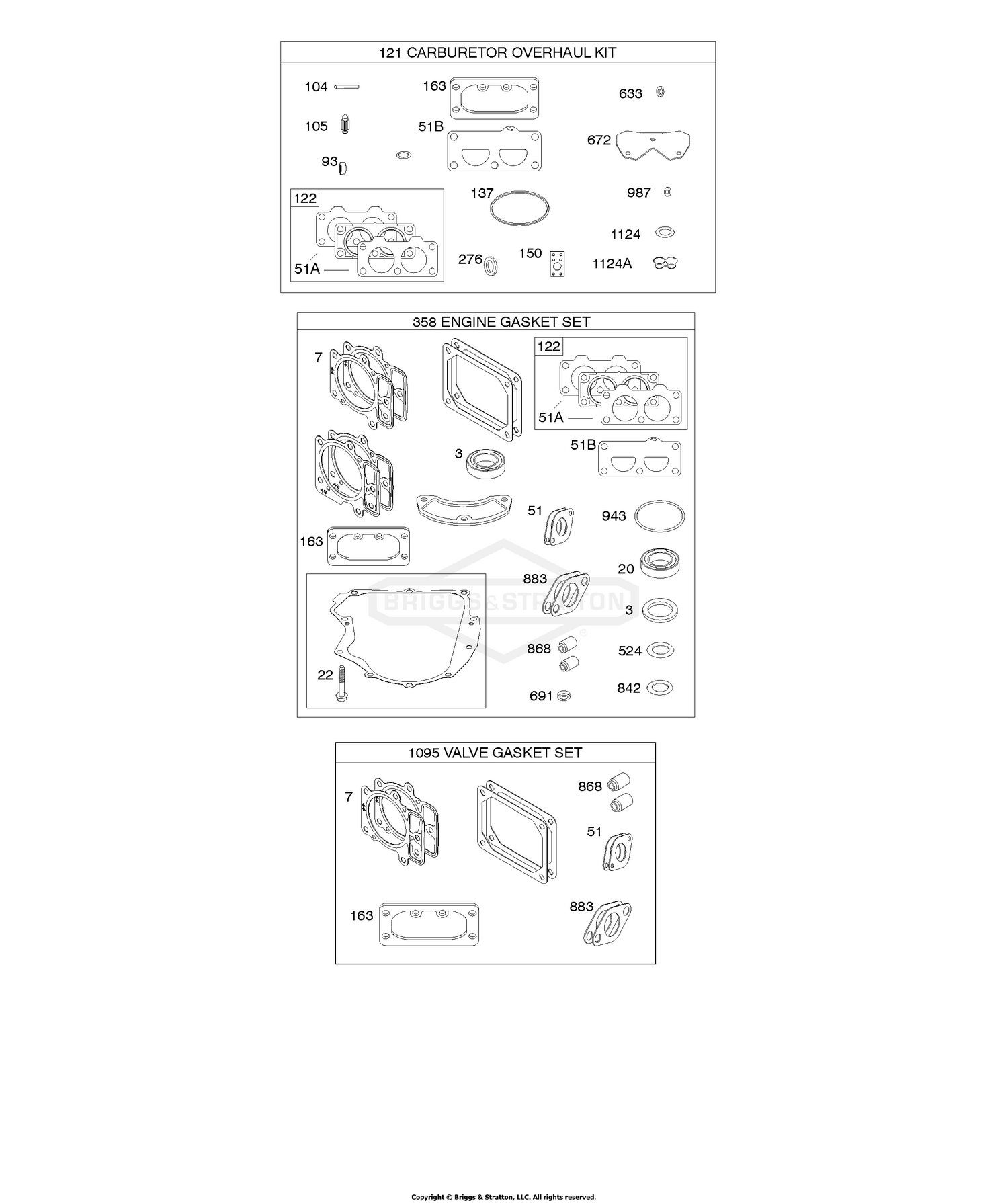 Engine/Valve Gasket Set, Carburetor Overhaul Kit