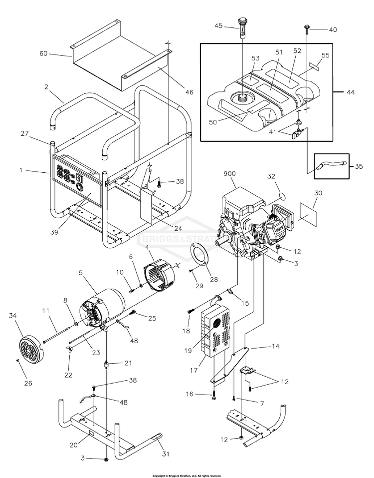 030439-1 Briggs and Stratton Generator 5,000 Watt - PartsWarehouse