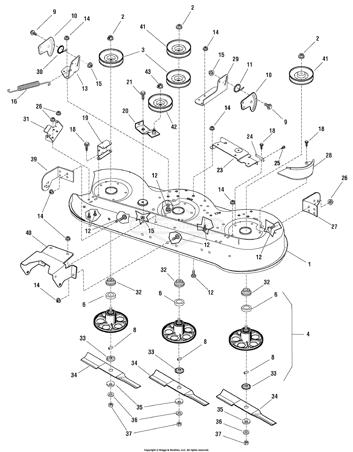46" Mower Deck - Housing, Arbors & Blades