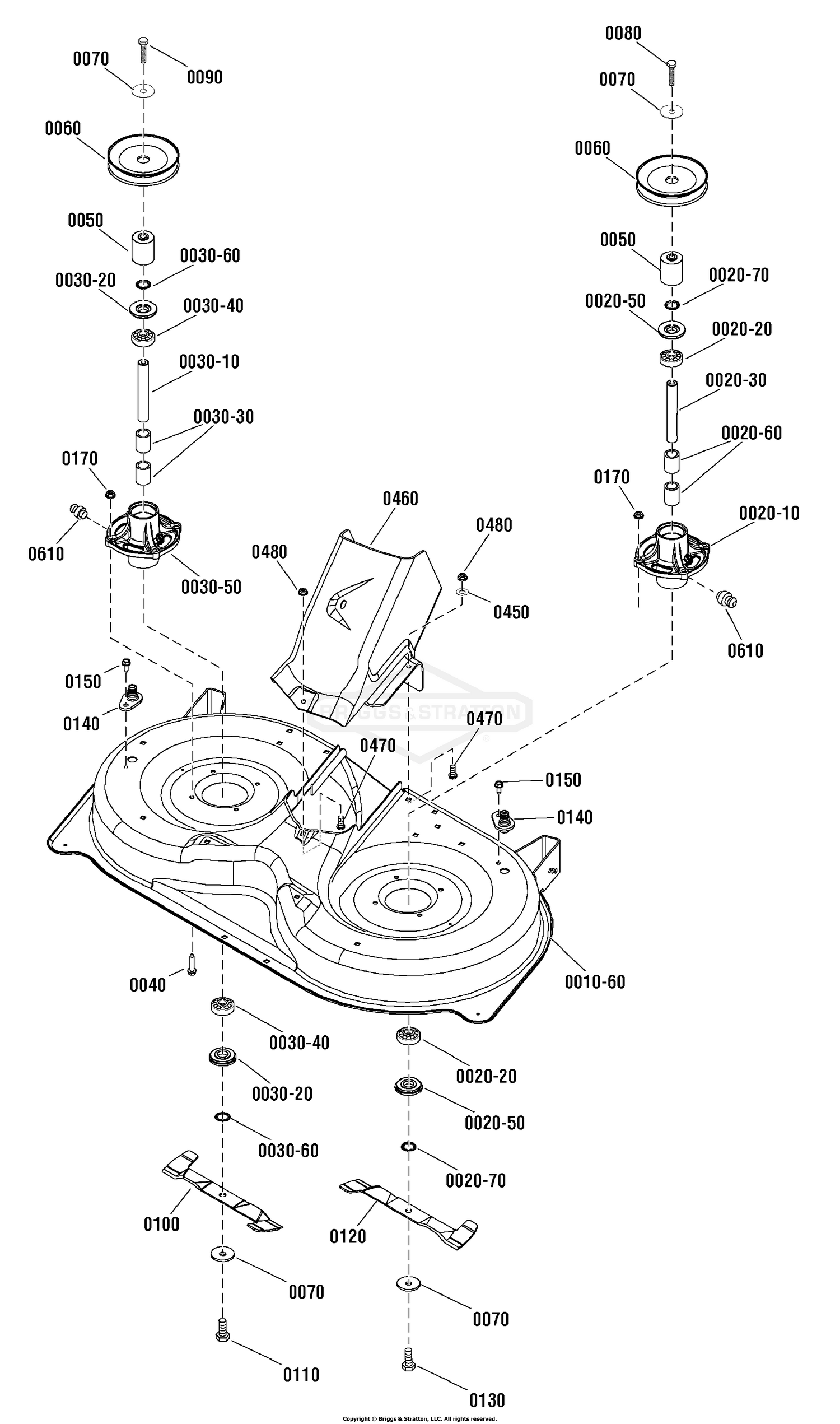 38" Mower Deck - Housing, Arbors & Blade