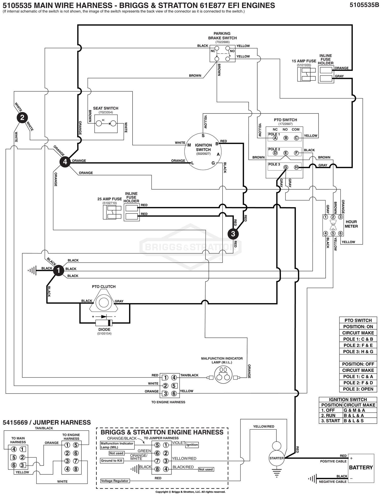 Electrical Schematic - PTO Clutch Circuit - B&S 61E877