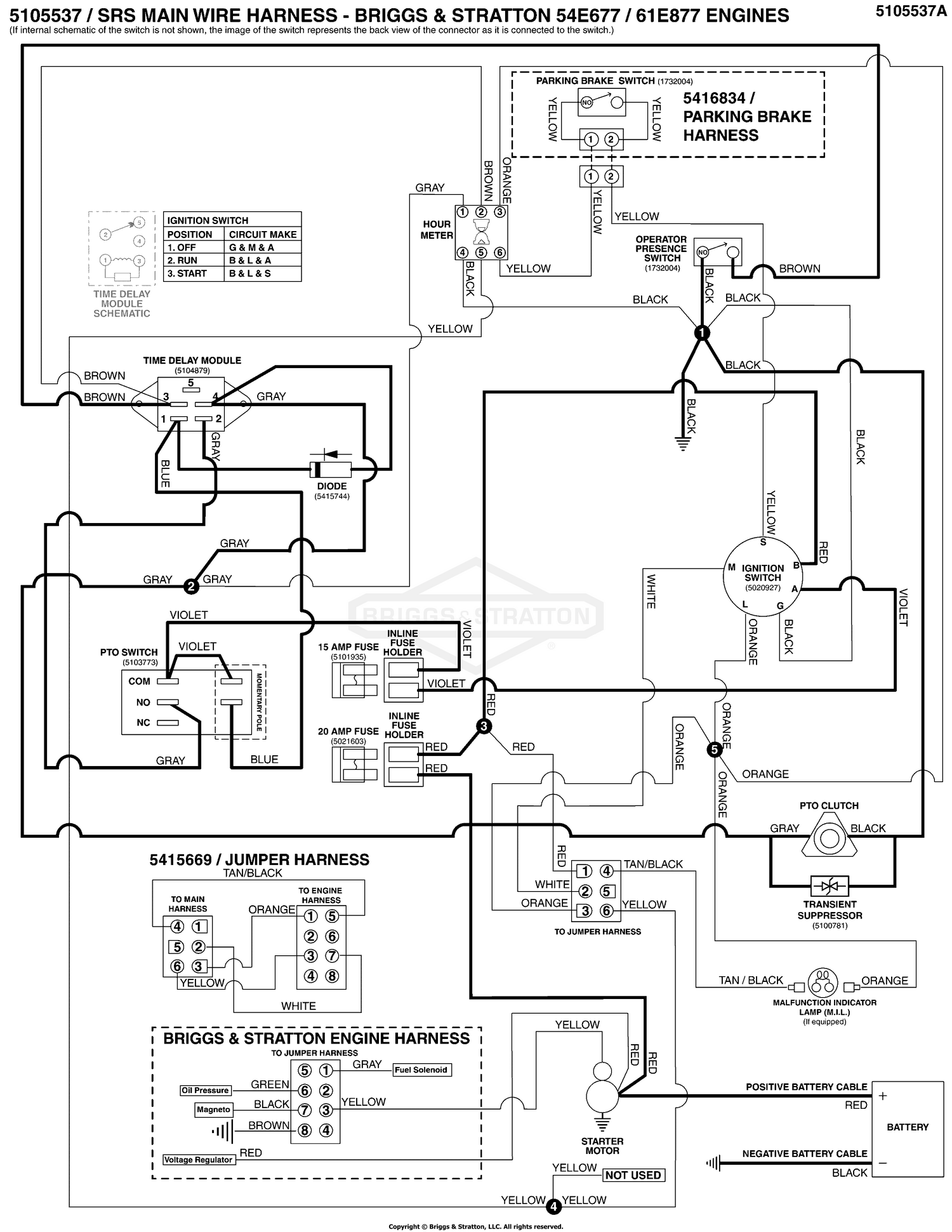 Electrical Schematic - PTO Op. Pres. Circuit B&S 54E677 / 61E877
