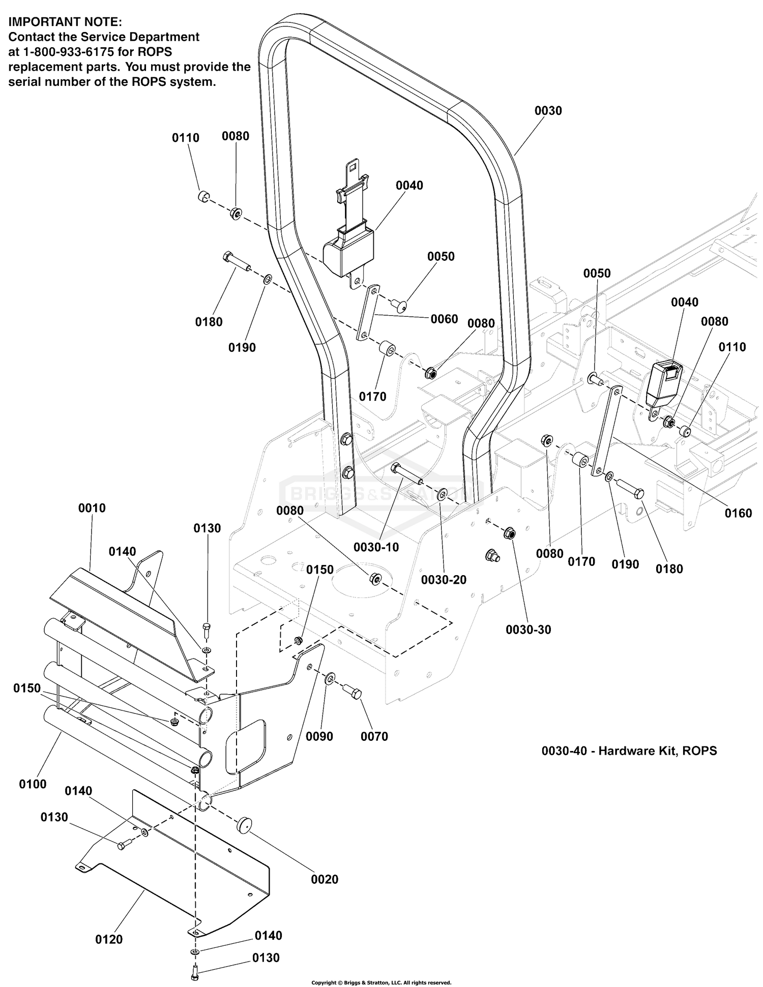 Rear Bumper and ROPS Group - Models with Rigid Roll Bars