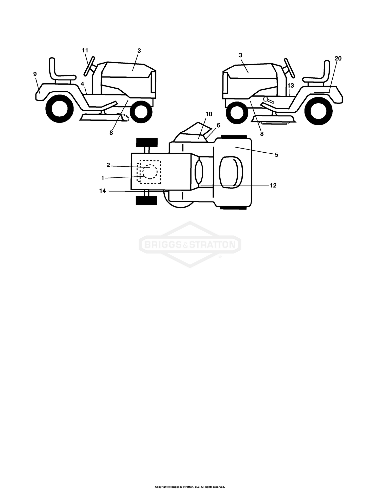 Briggs Stratton Murray 14-hp Decal set