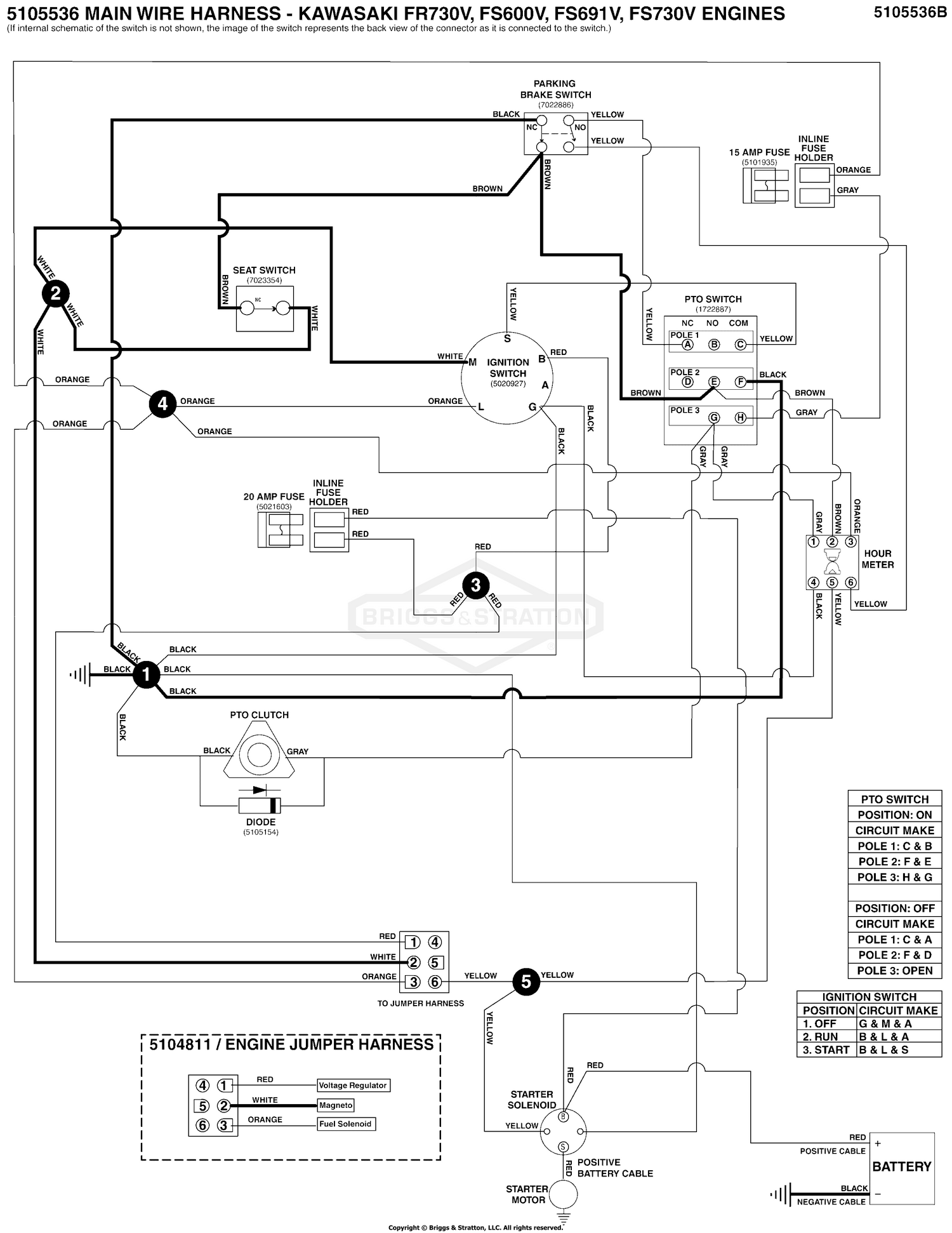 Electrical Schematic - Ign. Grounding Circuit/Op. Pres. Kawi FR730V, FS600V, FS691V, FS730V