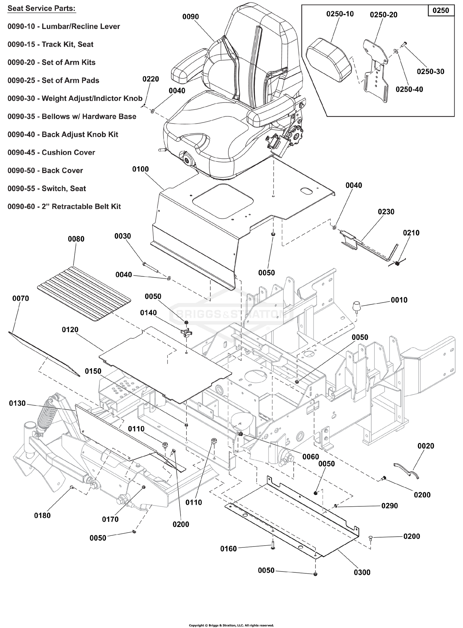 Seat Mount and Floor Group S/N: 4002340028 and Below