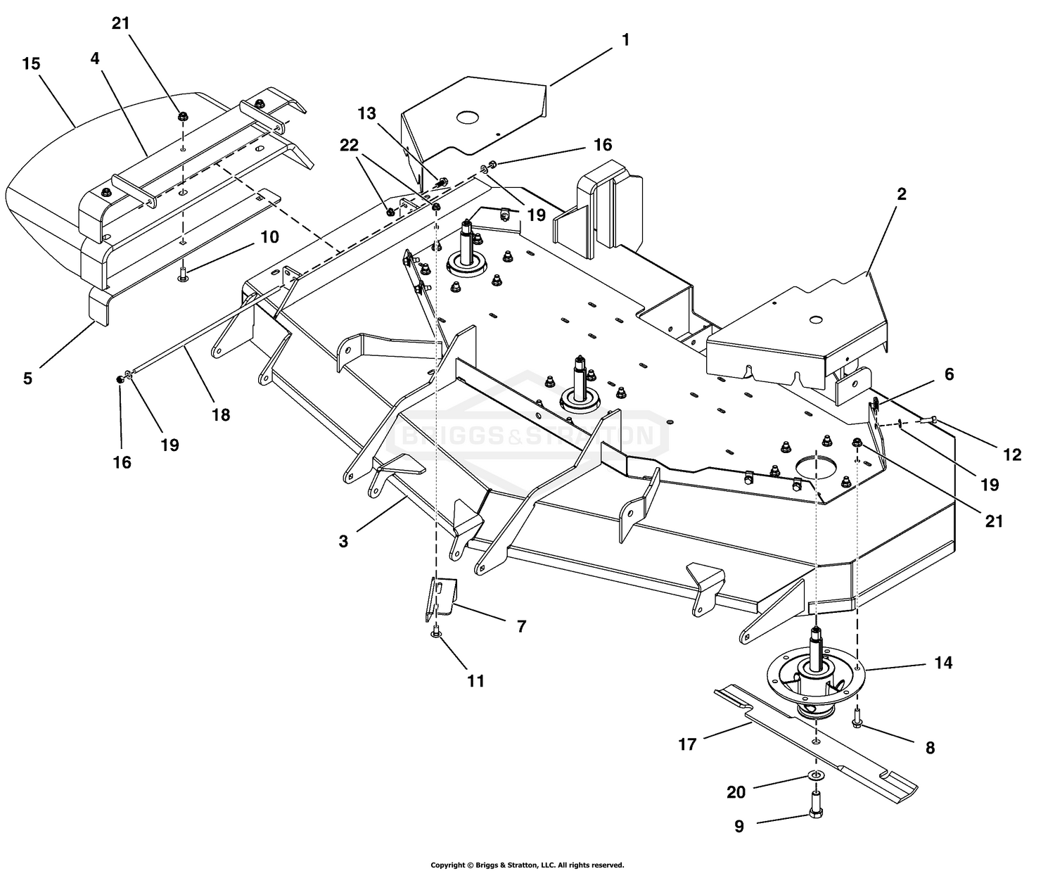 61" Mower Deck - Housing, Covers, Spindles, & Blades