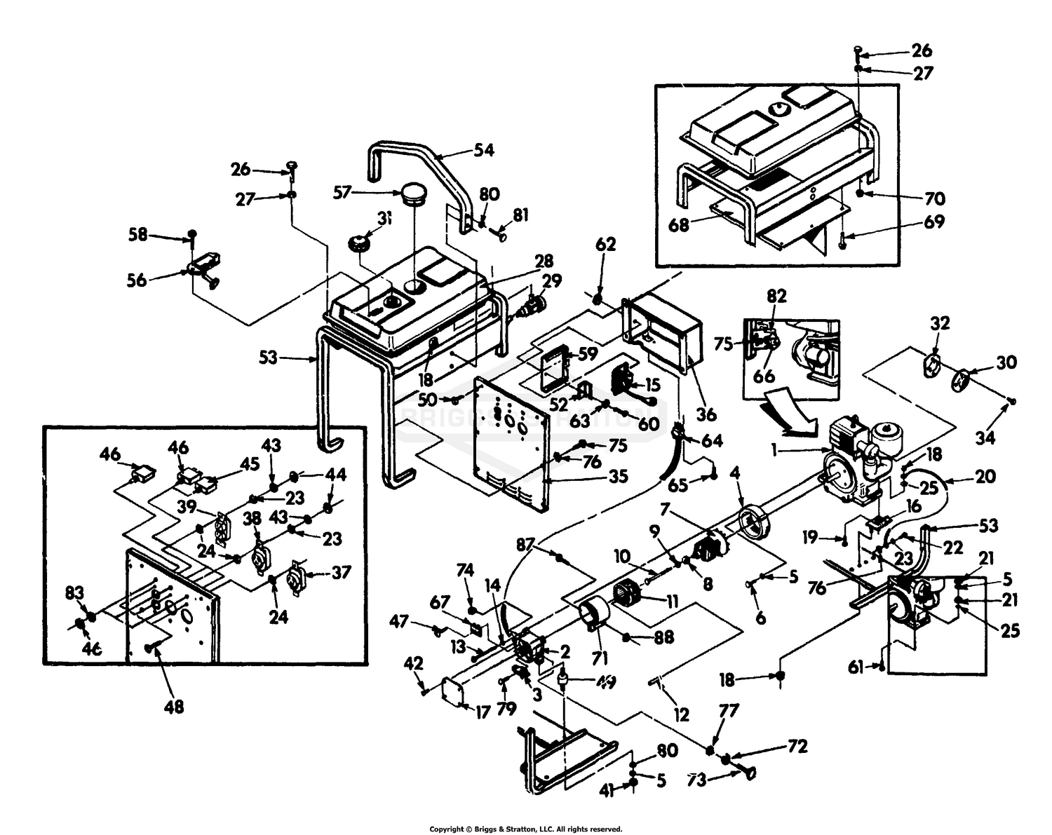 Replacement Parts Illustration - 8 H.P. Electric Start B&S Engine