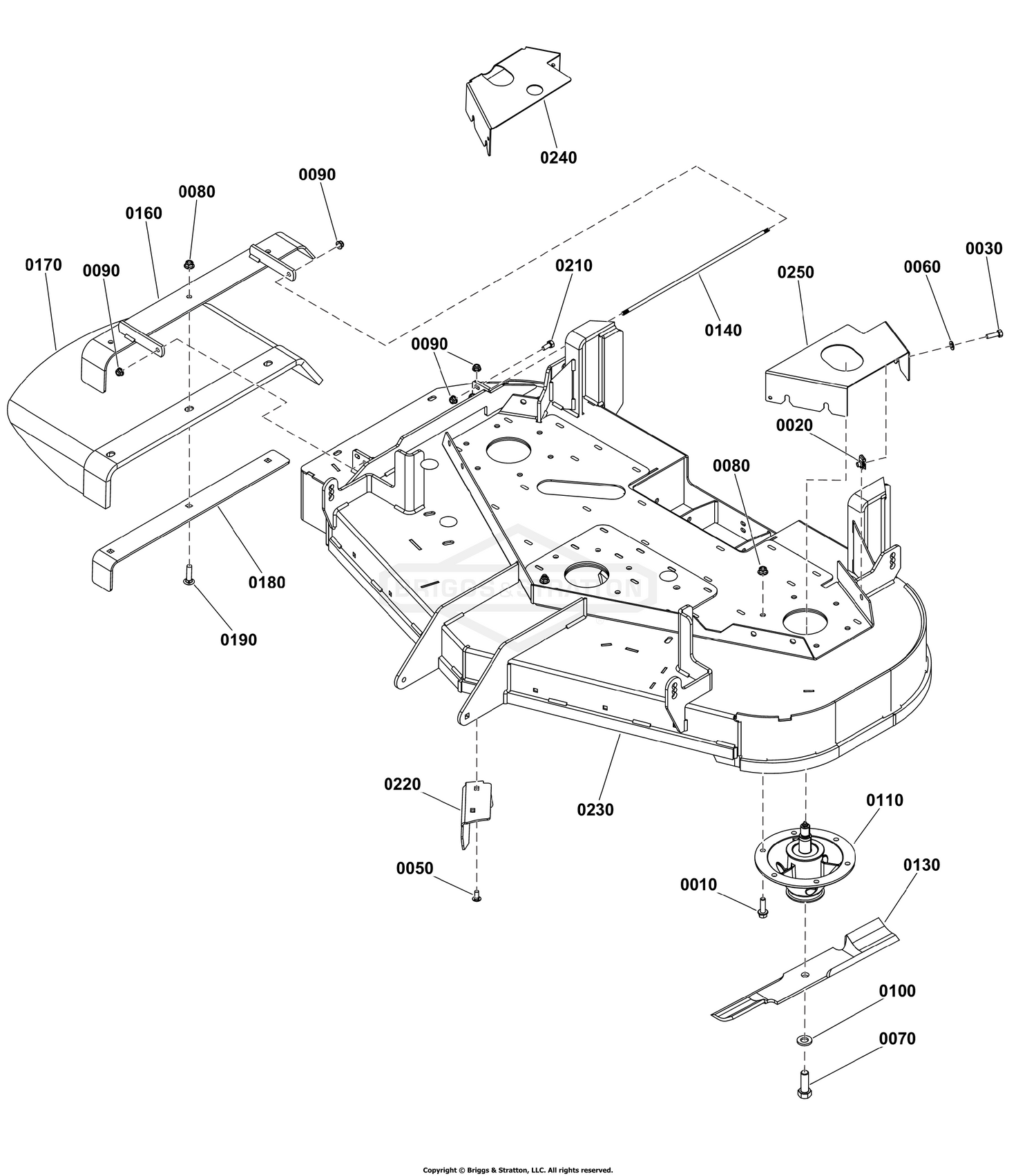 52" iCD+ Mower Deck Group - Housing, Covers, Spindles & Blades