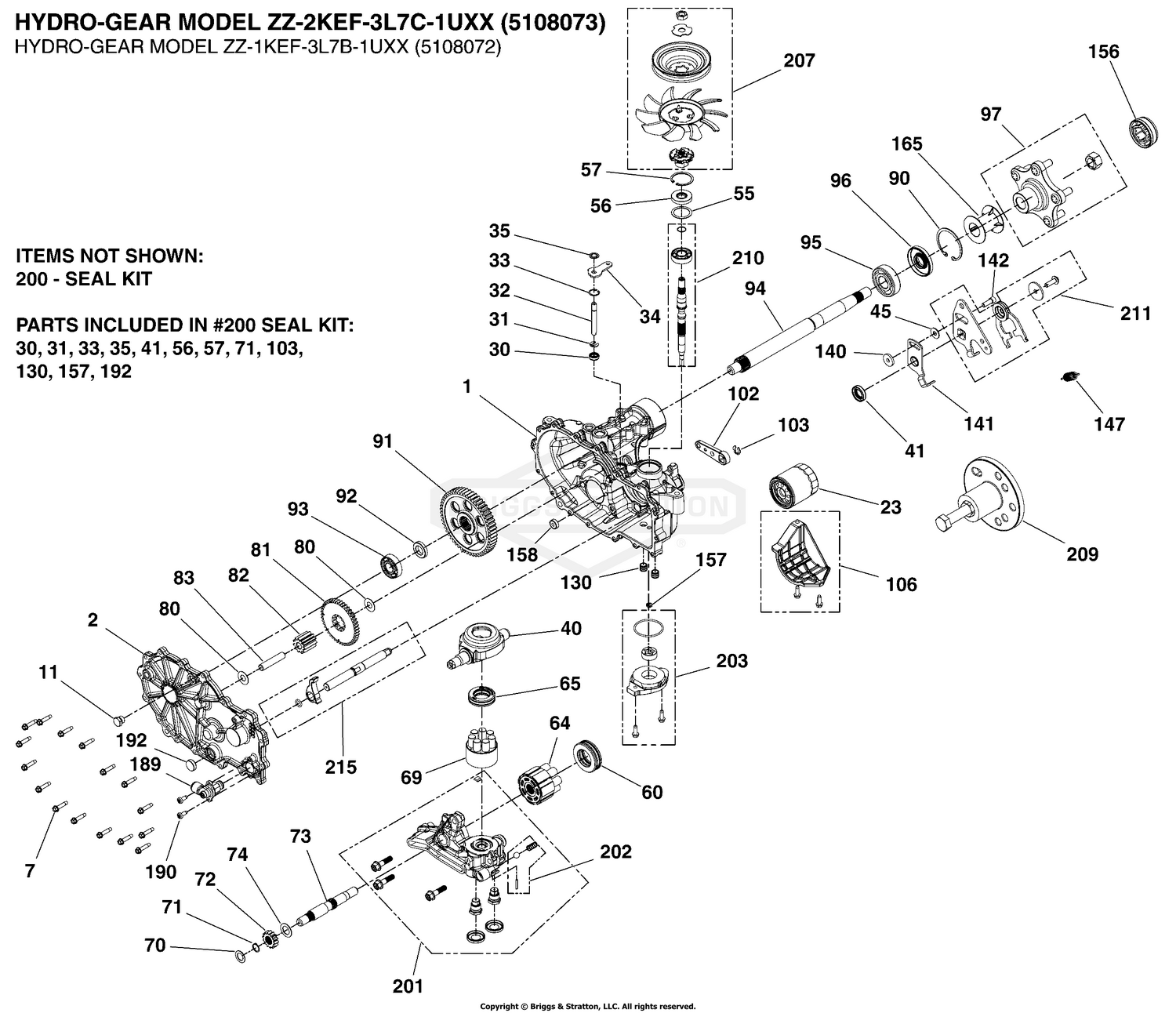 Transaxle SERVICE Parts - Hydro-Gear ZT3800 (5108073_5108072)