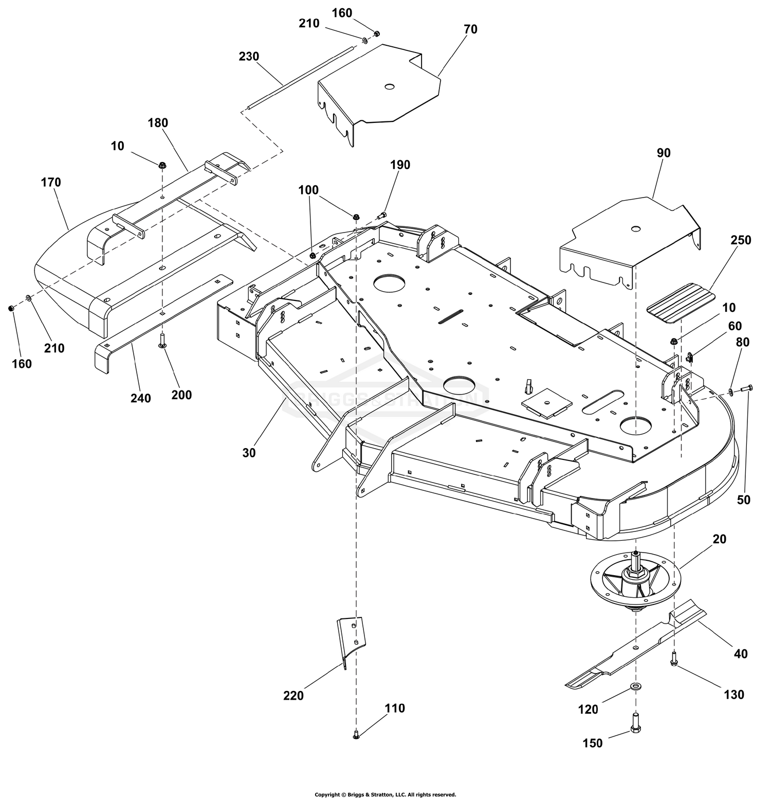 60" iCD+ Mower Deck Group - Housing, Covers, Spindles, and Blades