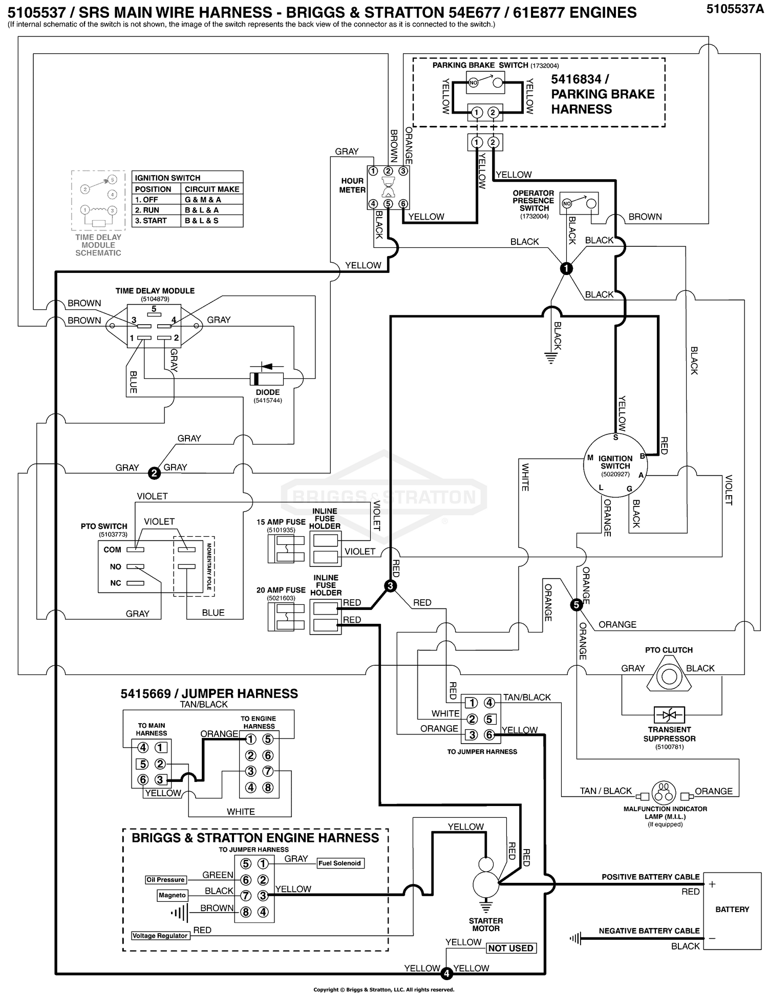 Electrical Schematic - Cranking Circuit B&S 54E677 / 61E877