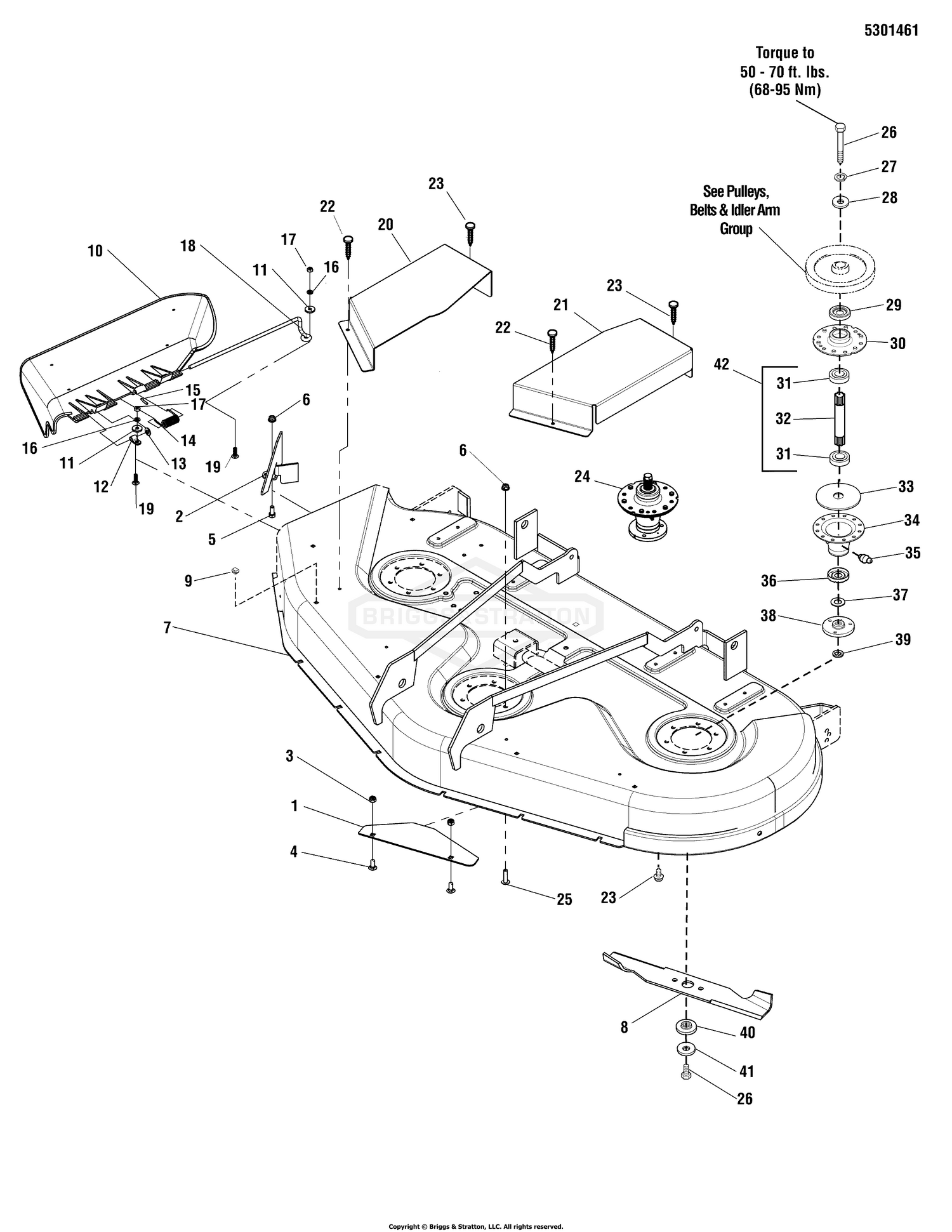 54" Mower Deck - Housing, Cover & Spindles