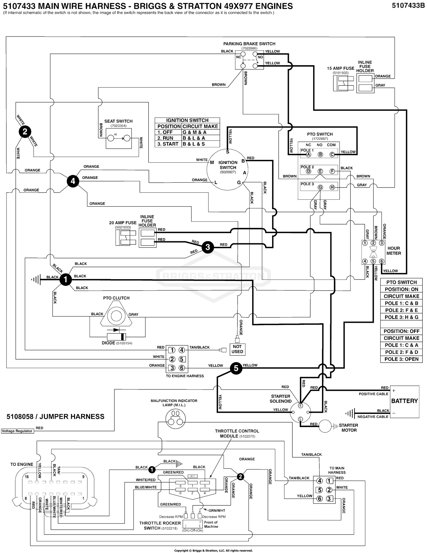 Electrical Schematic - Cranking Circuit  S/N: 4002328396 and below