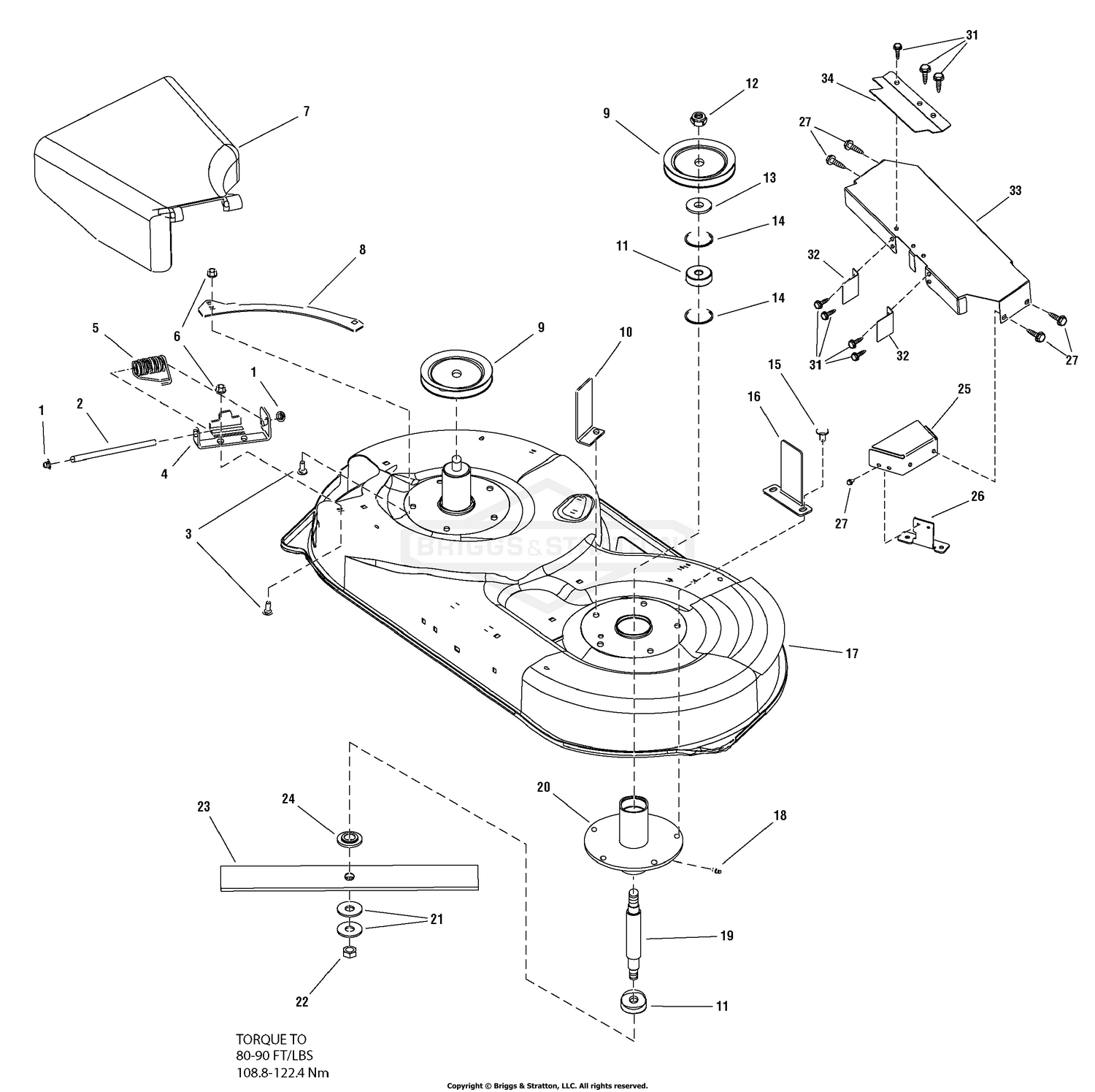 38" Mower Deck - Housing, Arbors & Blades Group