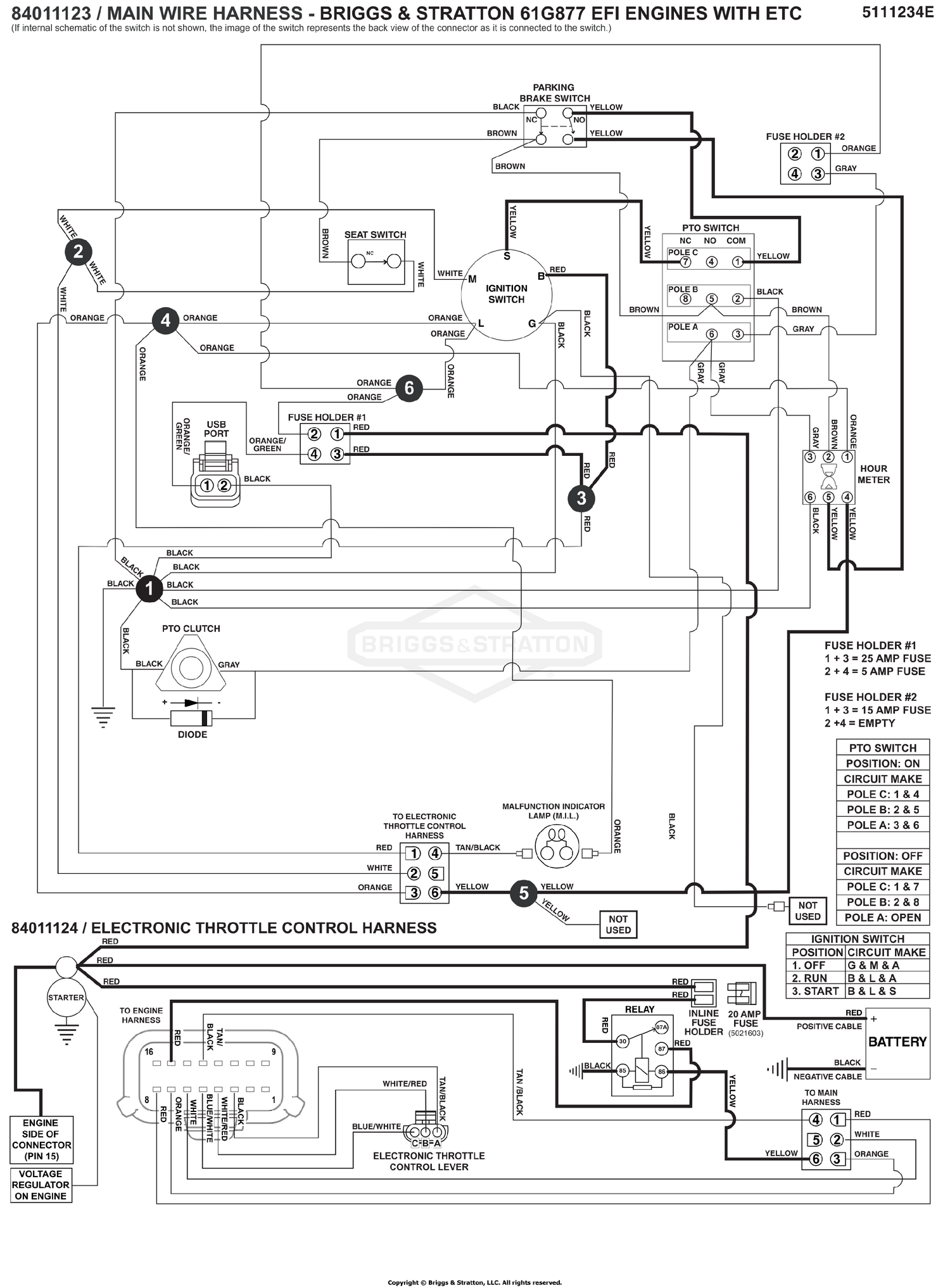 Electrical Schematic - Cranking Circuit - B&S 61G877 S/N: 4002328397 and Above