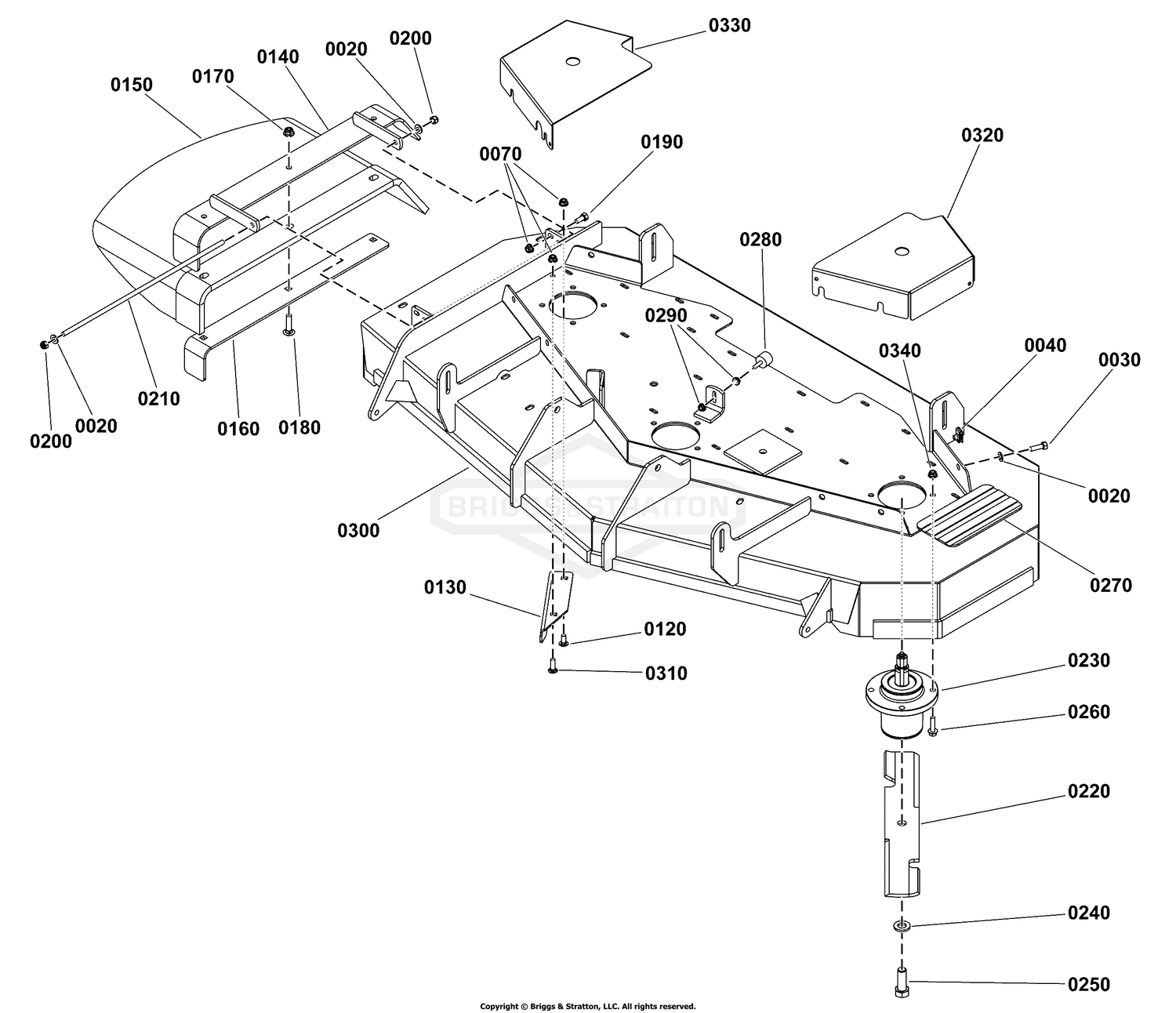52" Mower Deck Group - Housing, Covers, Spindles & Blades