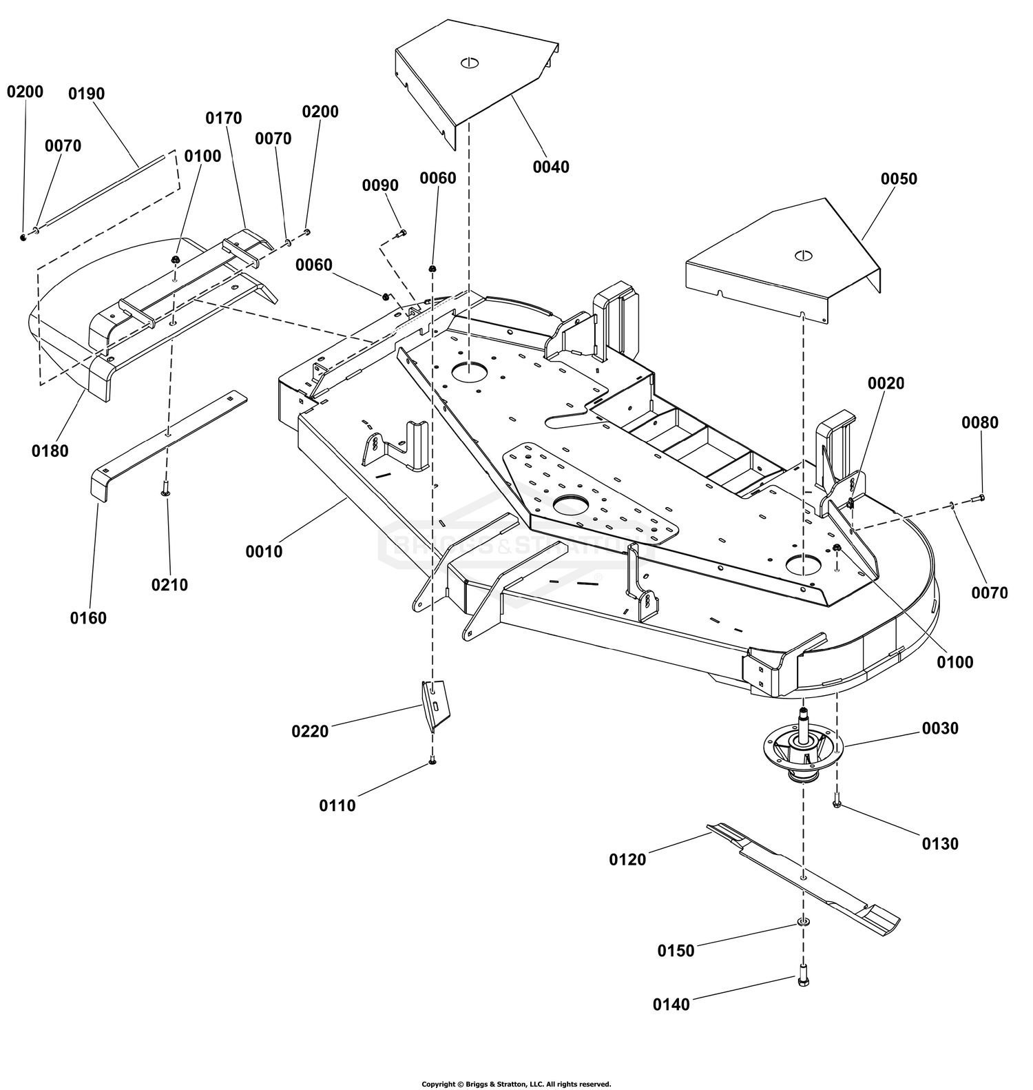 72" iCD+ Mower Deck Group - Housing, Covers, Spindles, and Blades